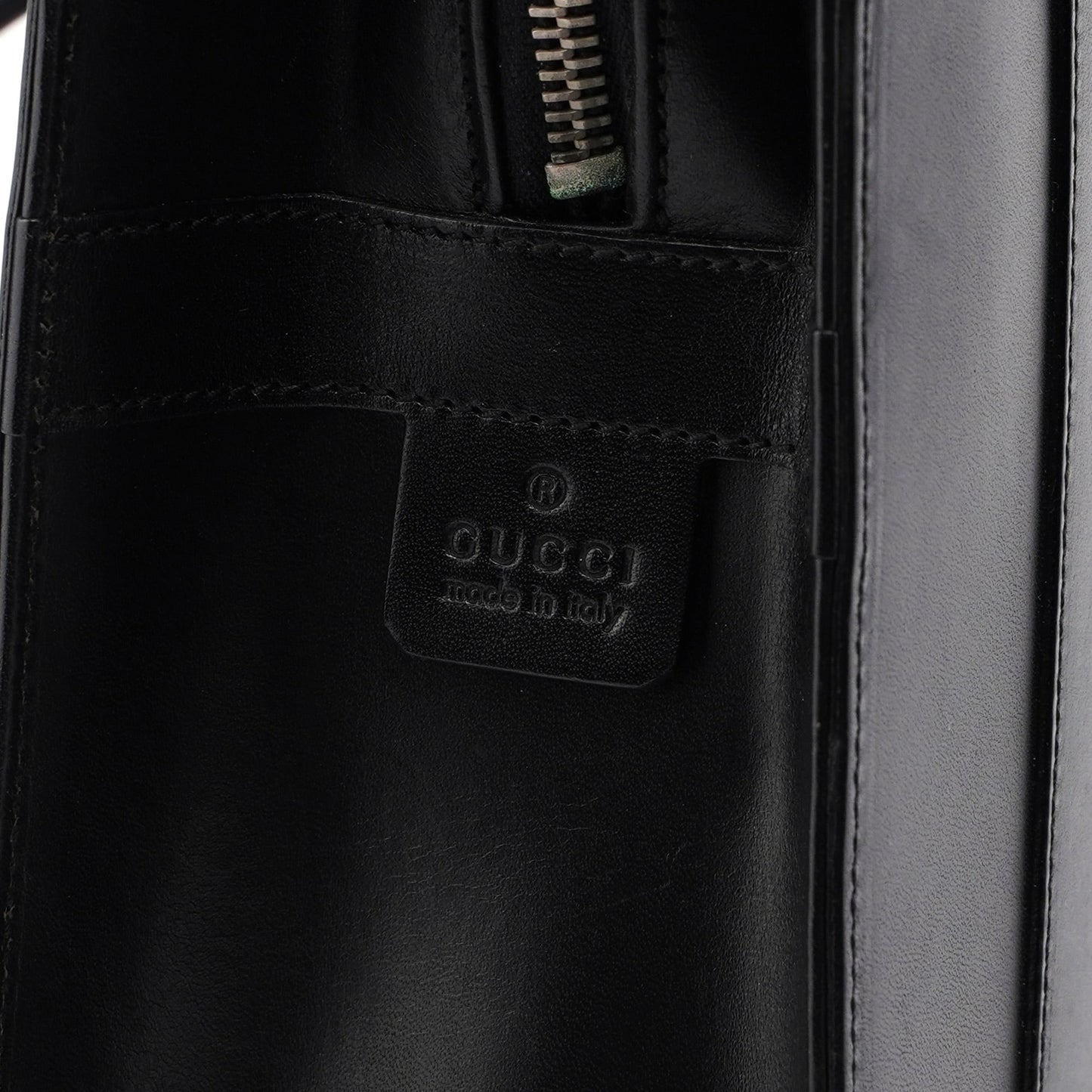 Black Calfskin Plaque Tote Bag