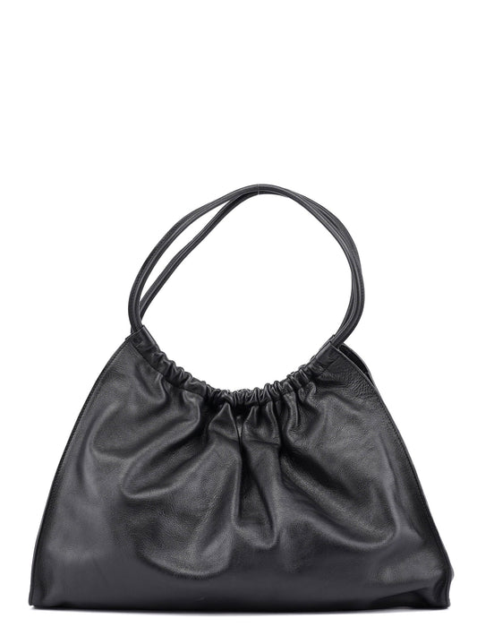 Black Calfskin Shoulder Bag
