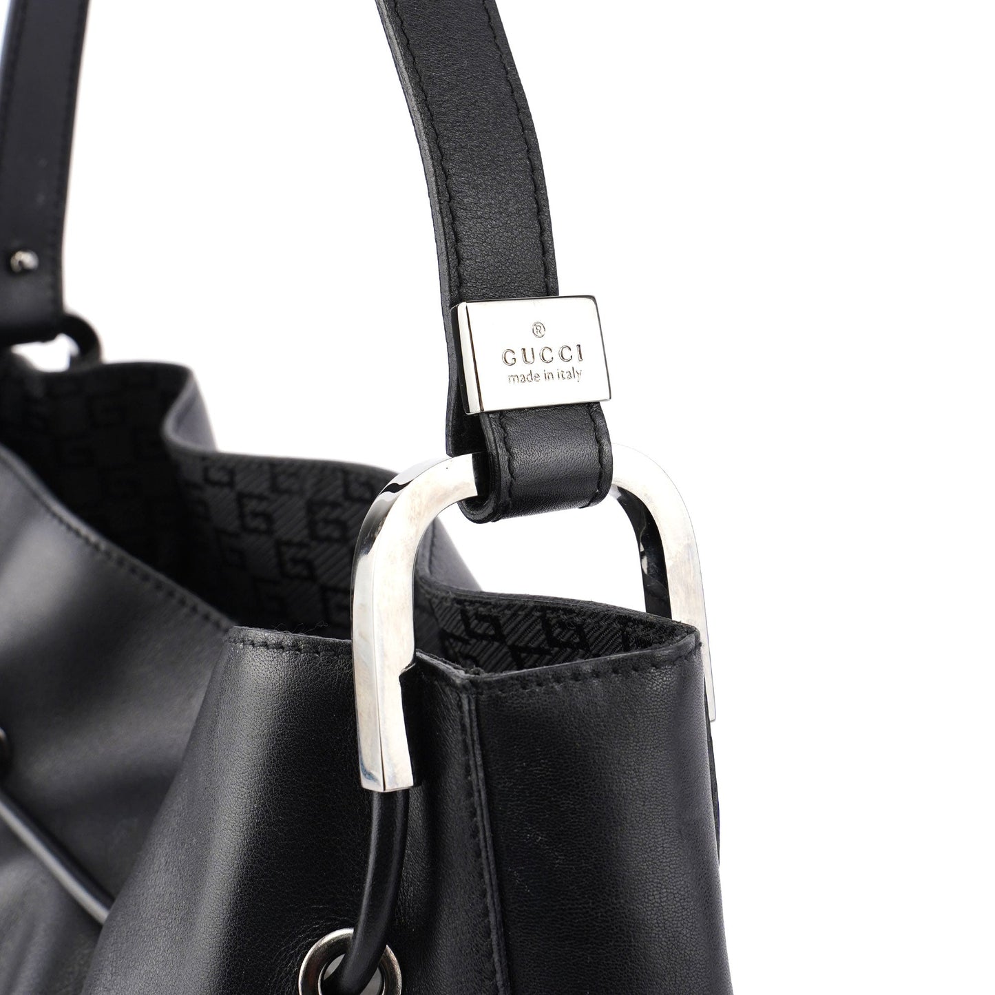 Black Calfskin Shoulder Bag