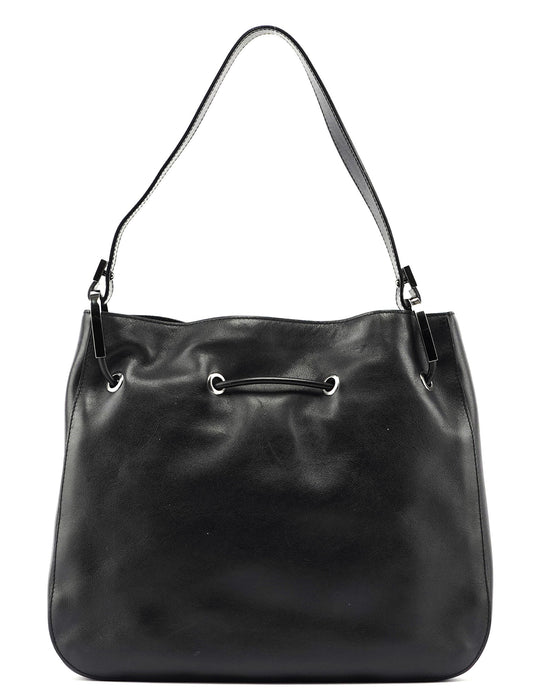 Black Calfskin Shoulder Bag