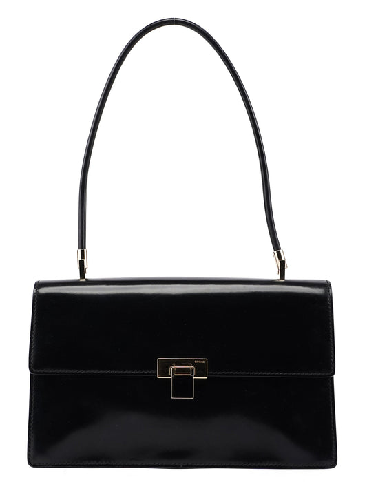 Black Calfskin Shoulder Bag