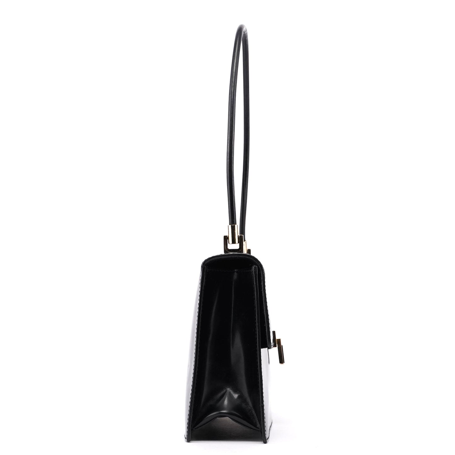 Black Calfskin Shoulder Bag