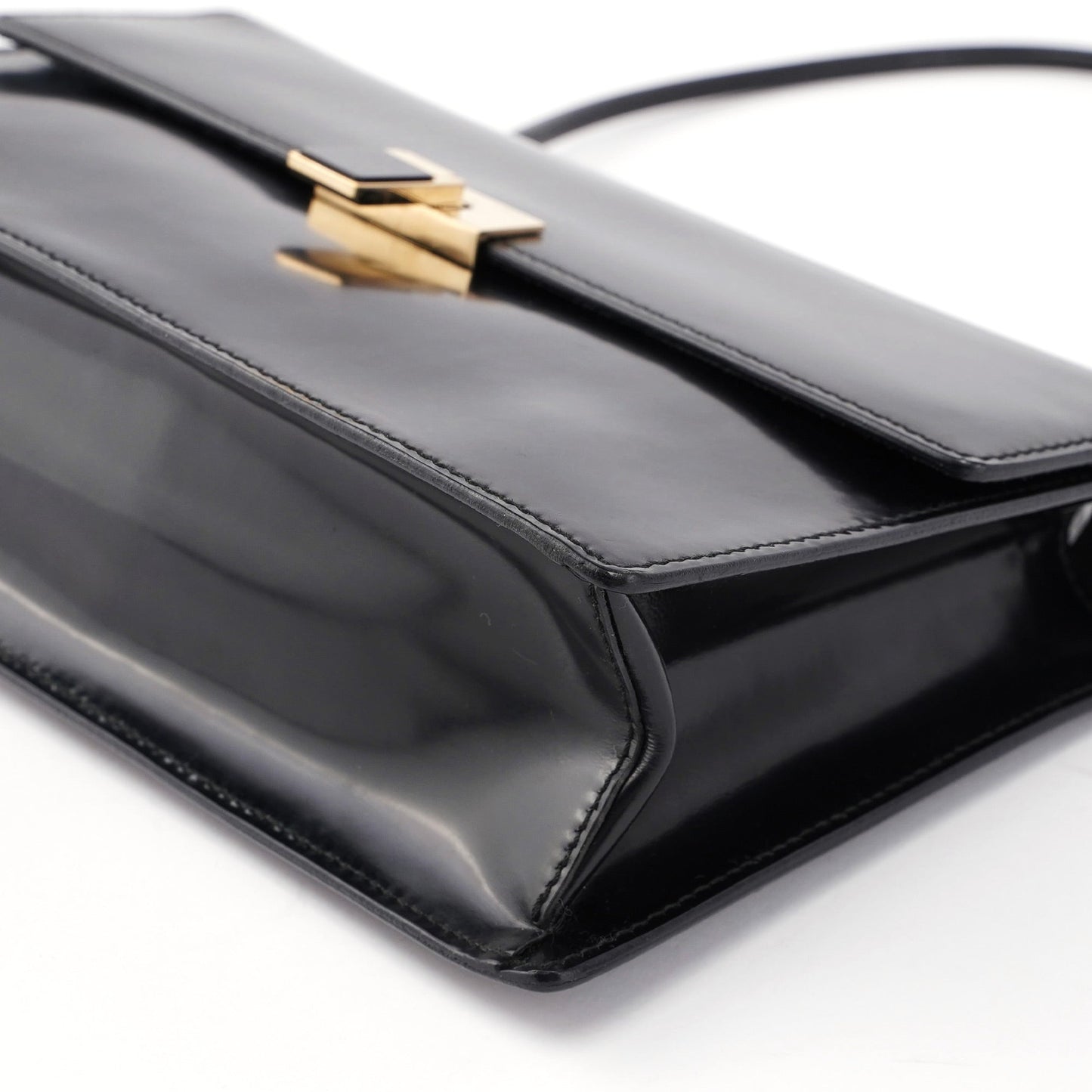 Black Calfskin Shoulder Bag
