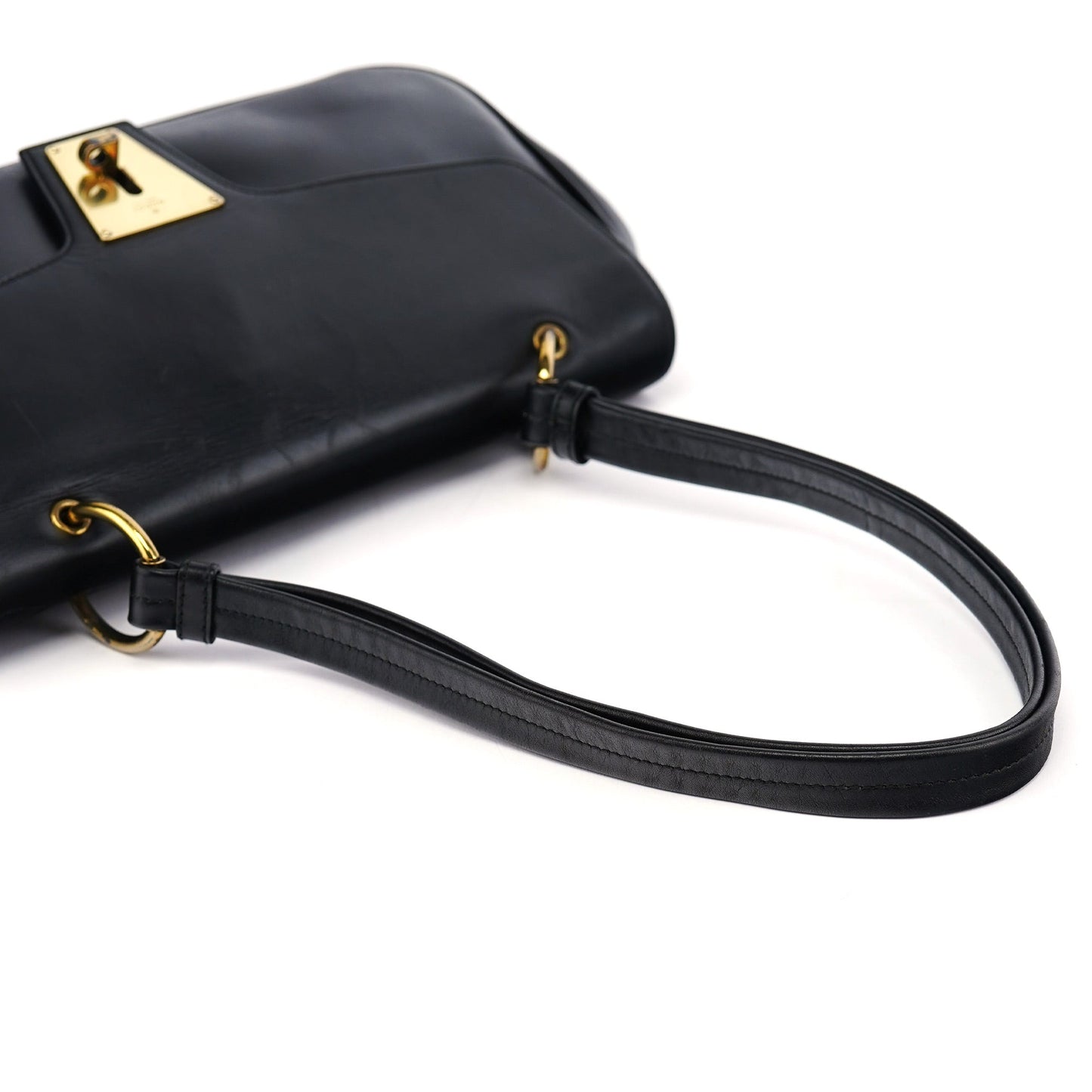 Black Calfskin Shoulder Bag
