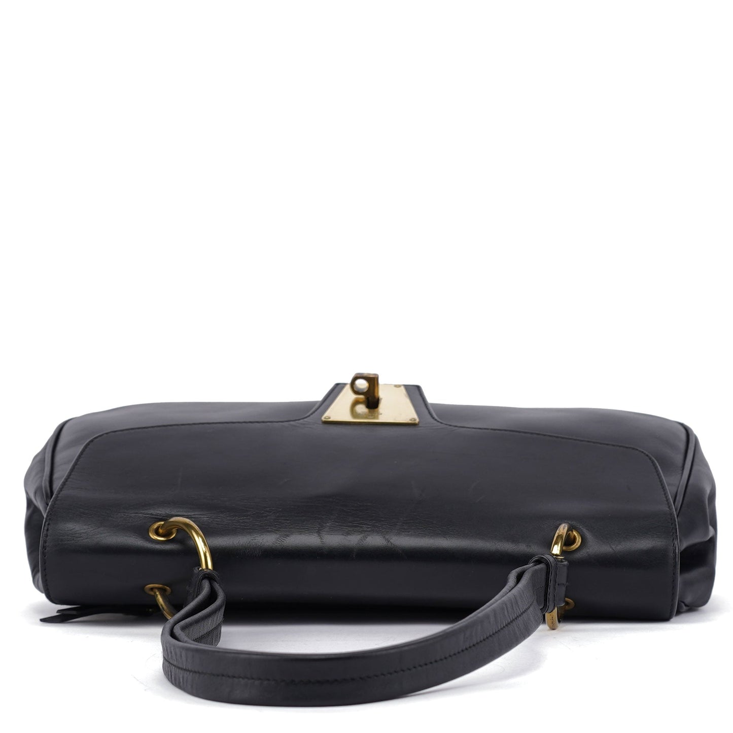 Black Calfskin Shoulder Bag