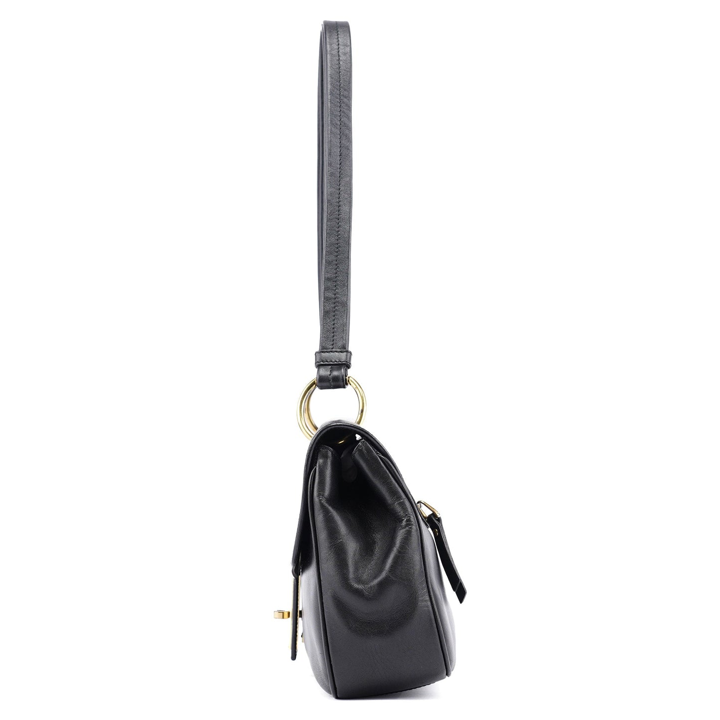 Black Calfskin Shoulder Bag