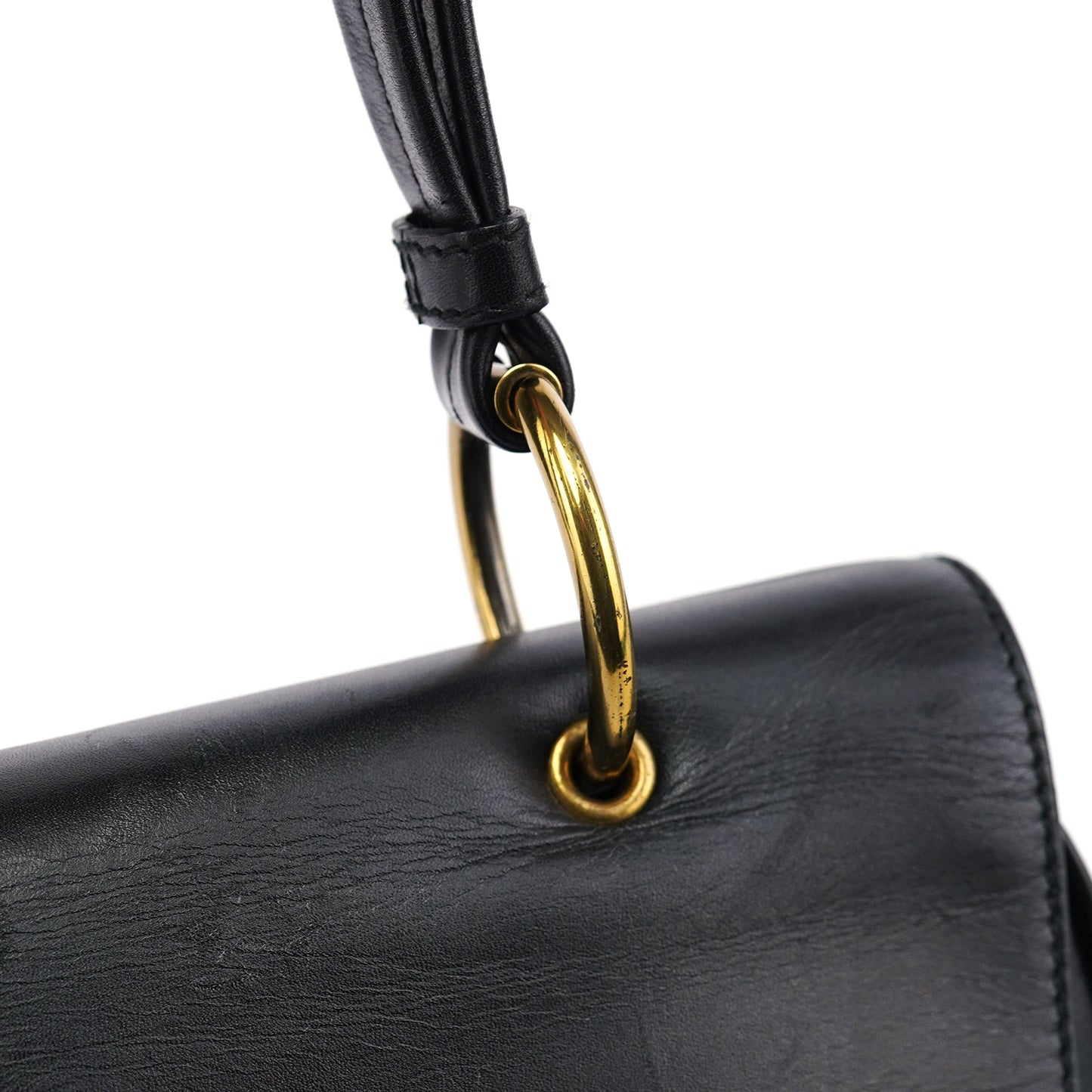 Black Calfskin Shoulder Bag