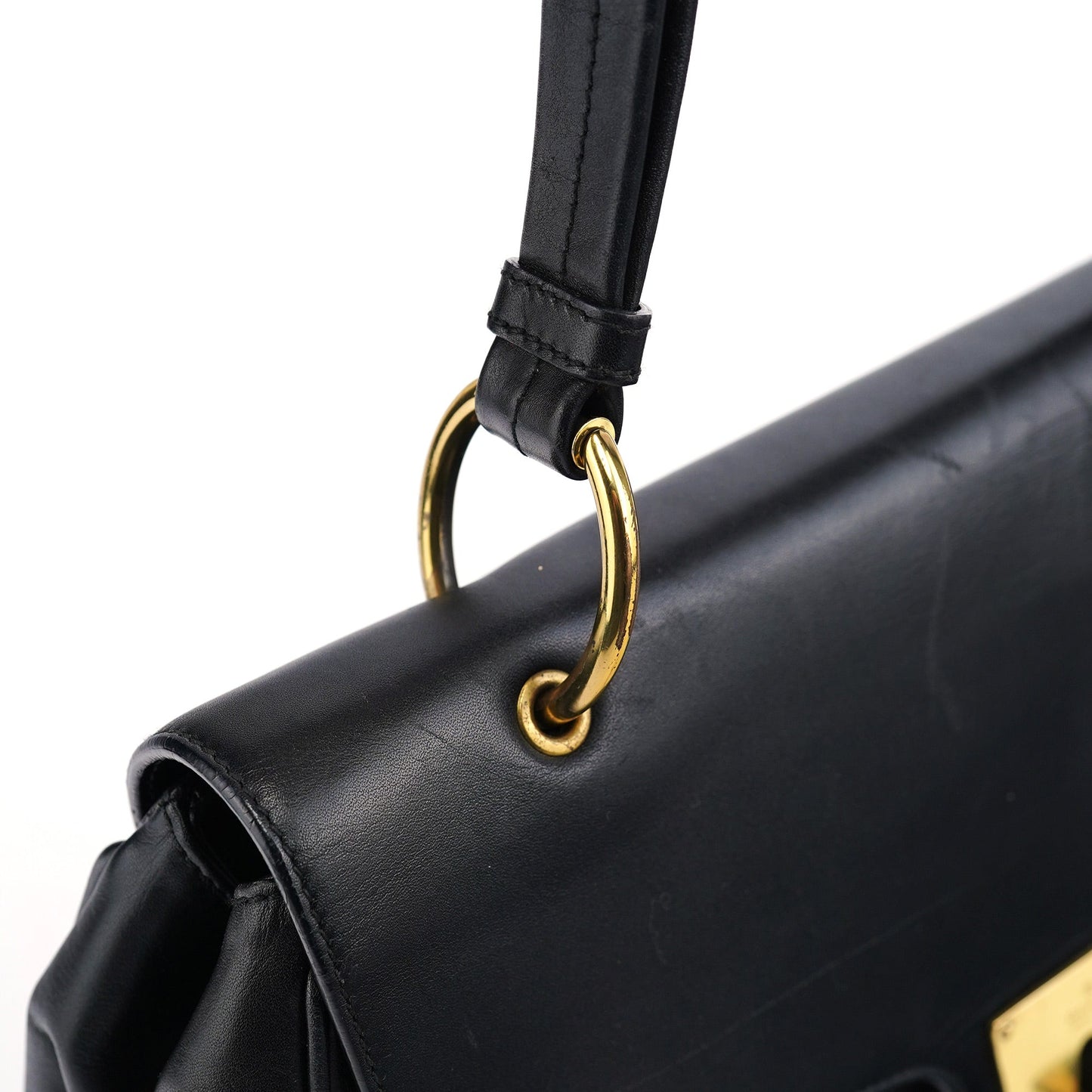 Black Calfskin Shoulder Bag