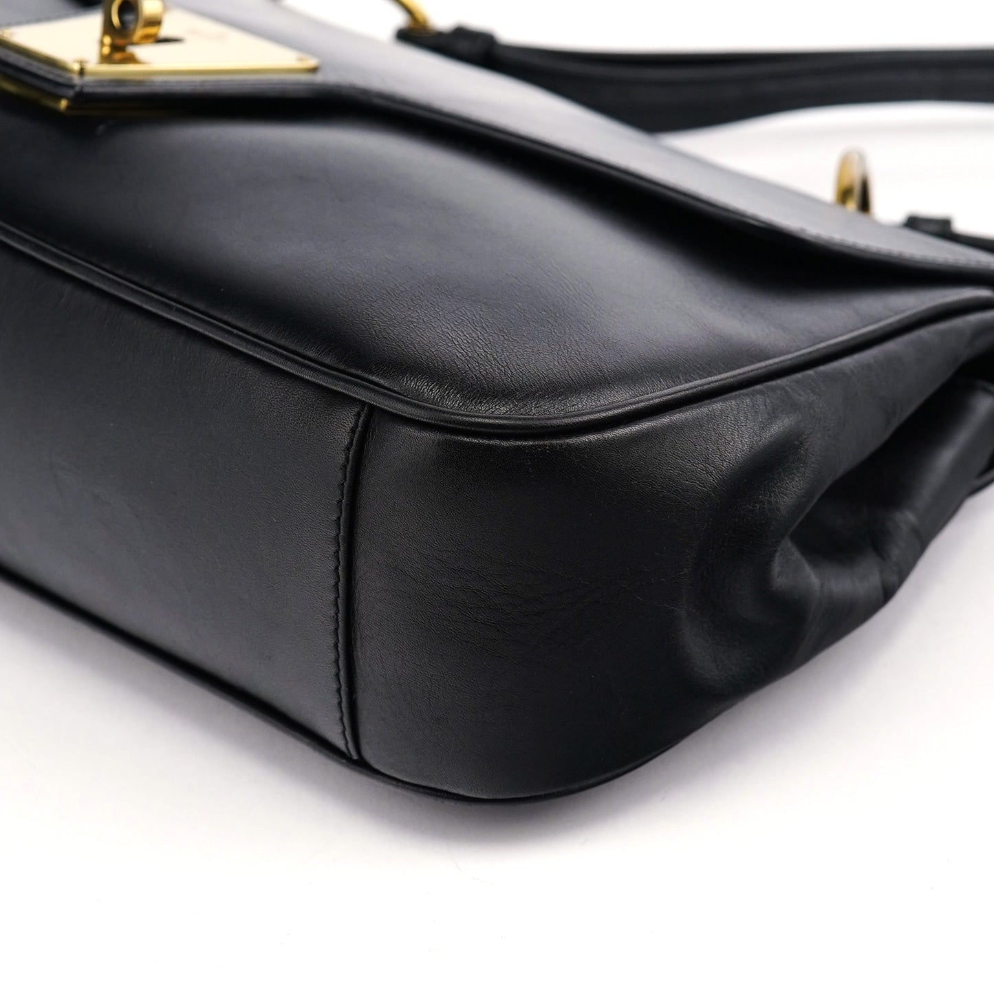 Black Calfskin Shoulder Bag