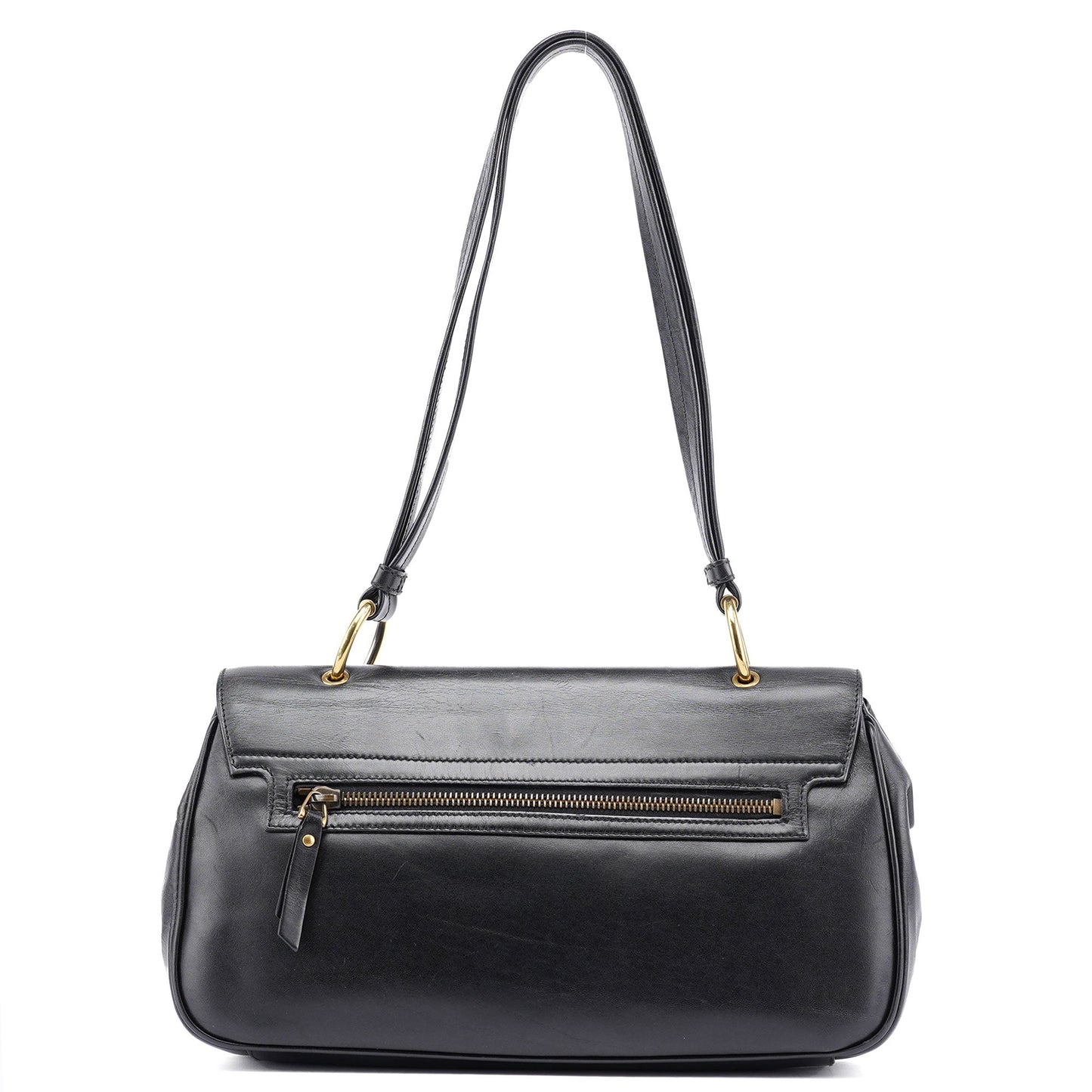 Black Calfskin Shoulder Bag