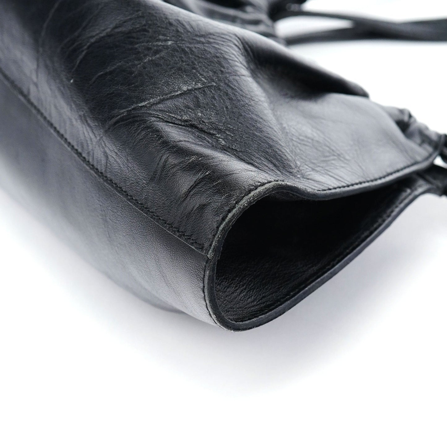 Black Calfskin Shoulder Bag