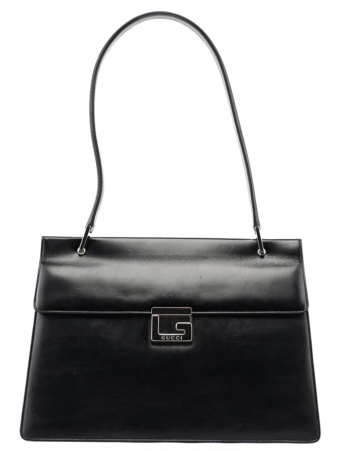 Black Calfskin Square G Shoulder Bag