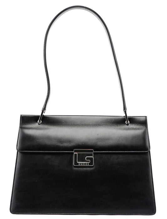 Black Calfskin Square G Shoulder Bag
