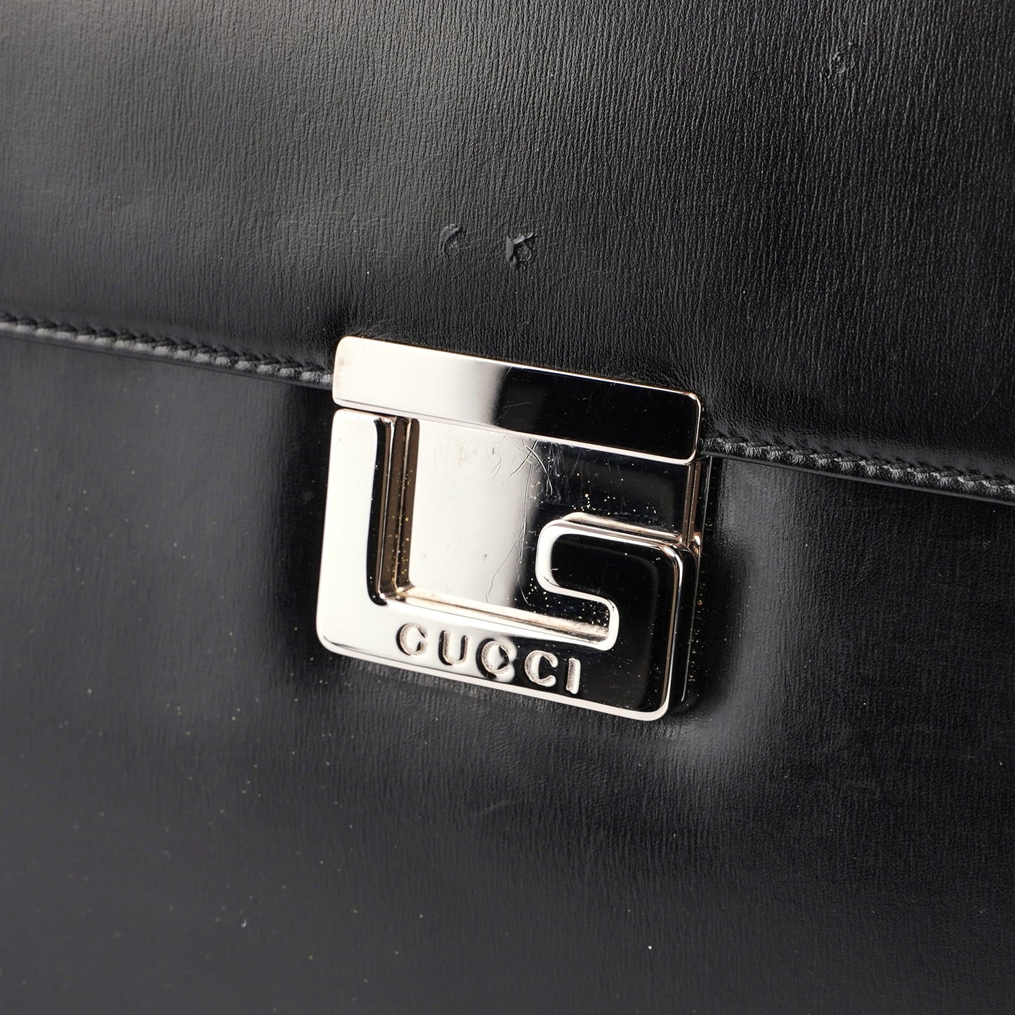 Black Calfskin Square G Shoulder Bag