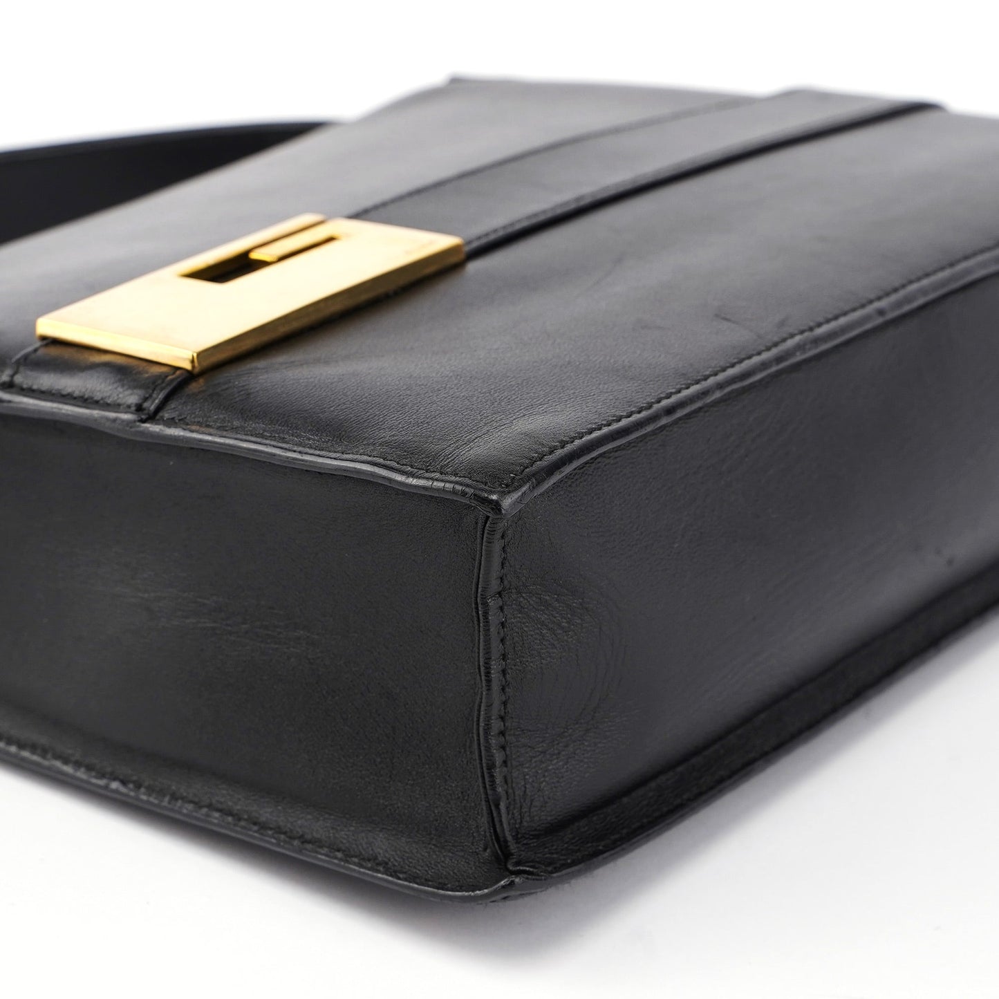 Black Calfskin Square G Shoulder Bag