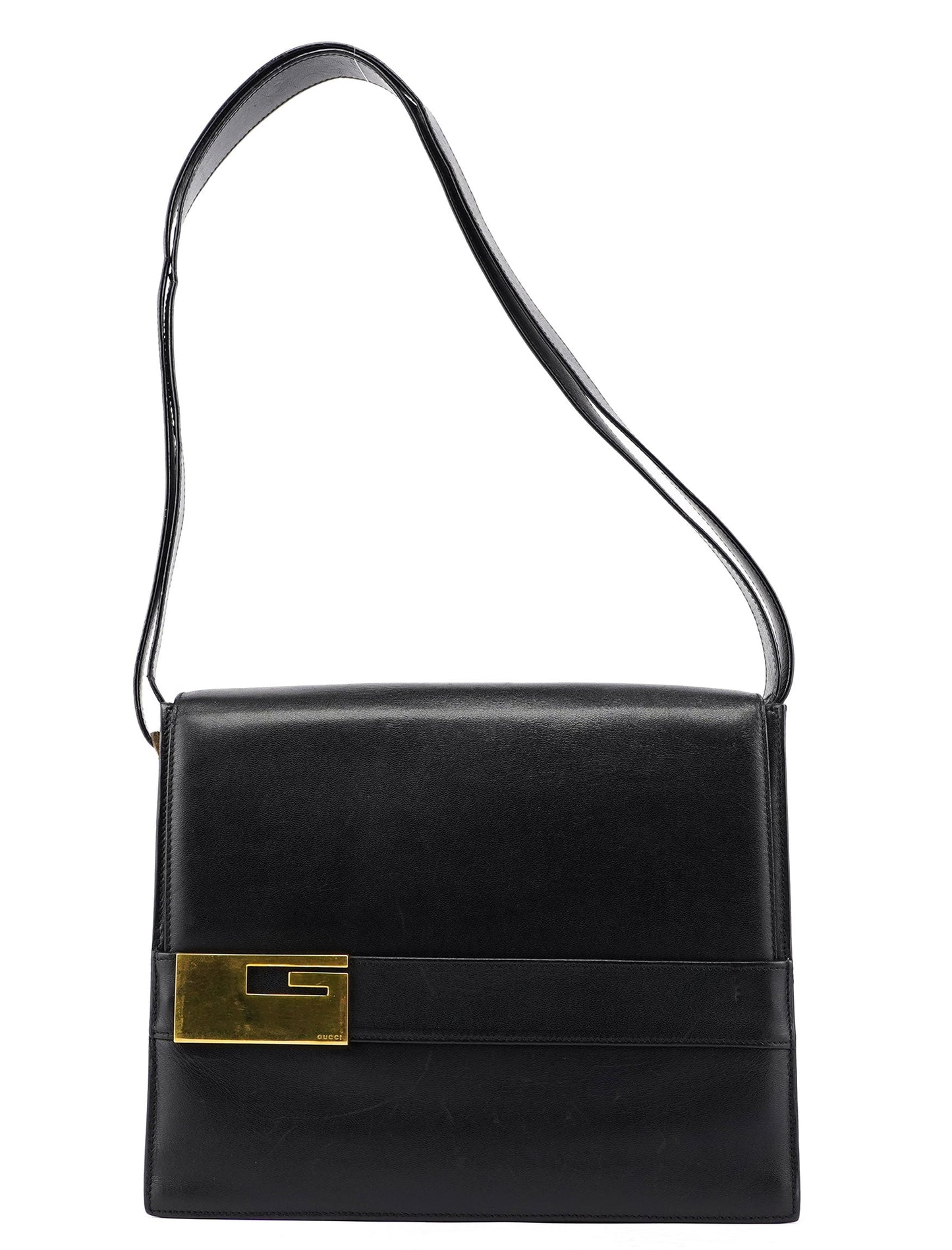 Black Calfskin Square G Shoulder Bag