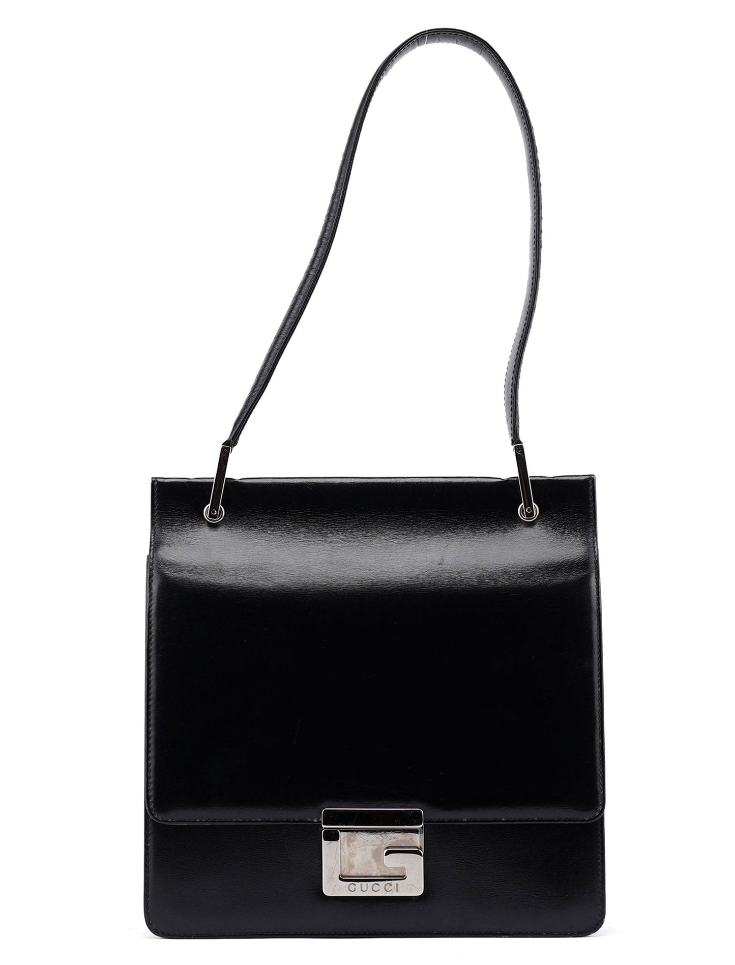 Black Calfskin Square G Shoulder Bag