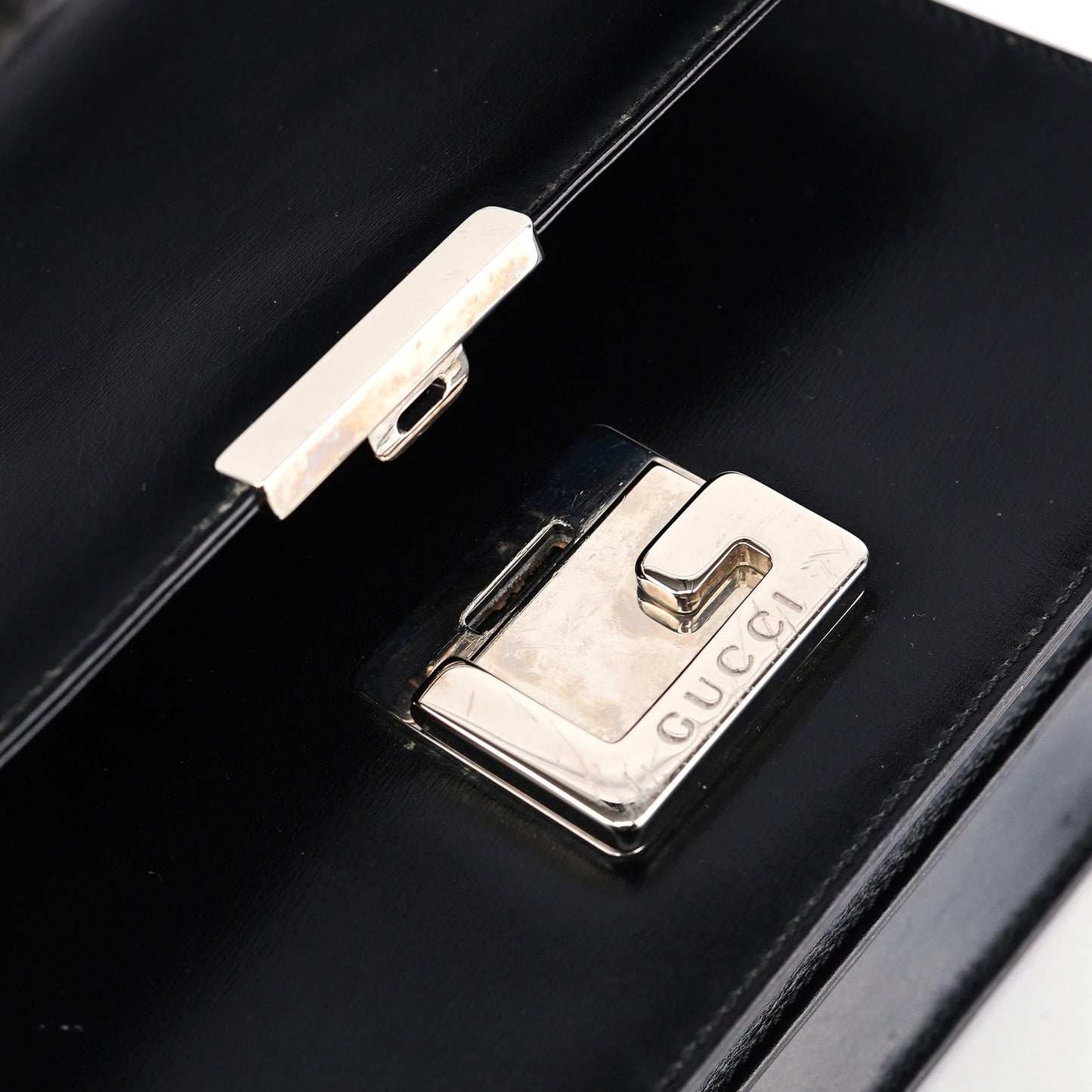 Black Calfskin Square G Shoulder Bag