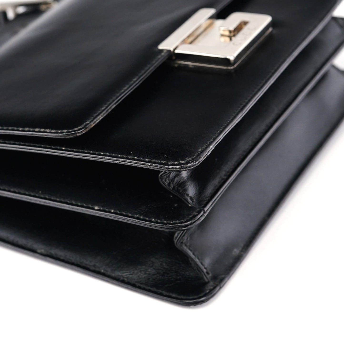 Black Calfskin Square G Shoulder Bag