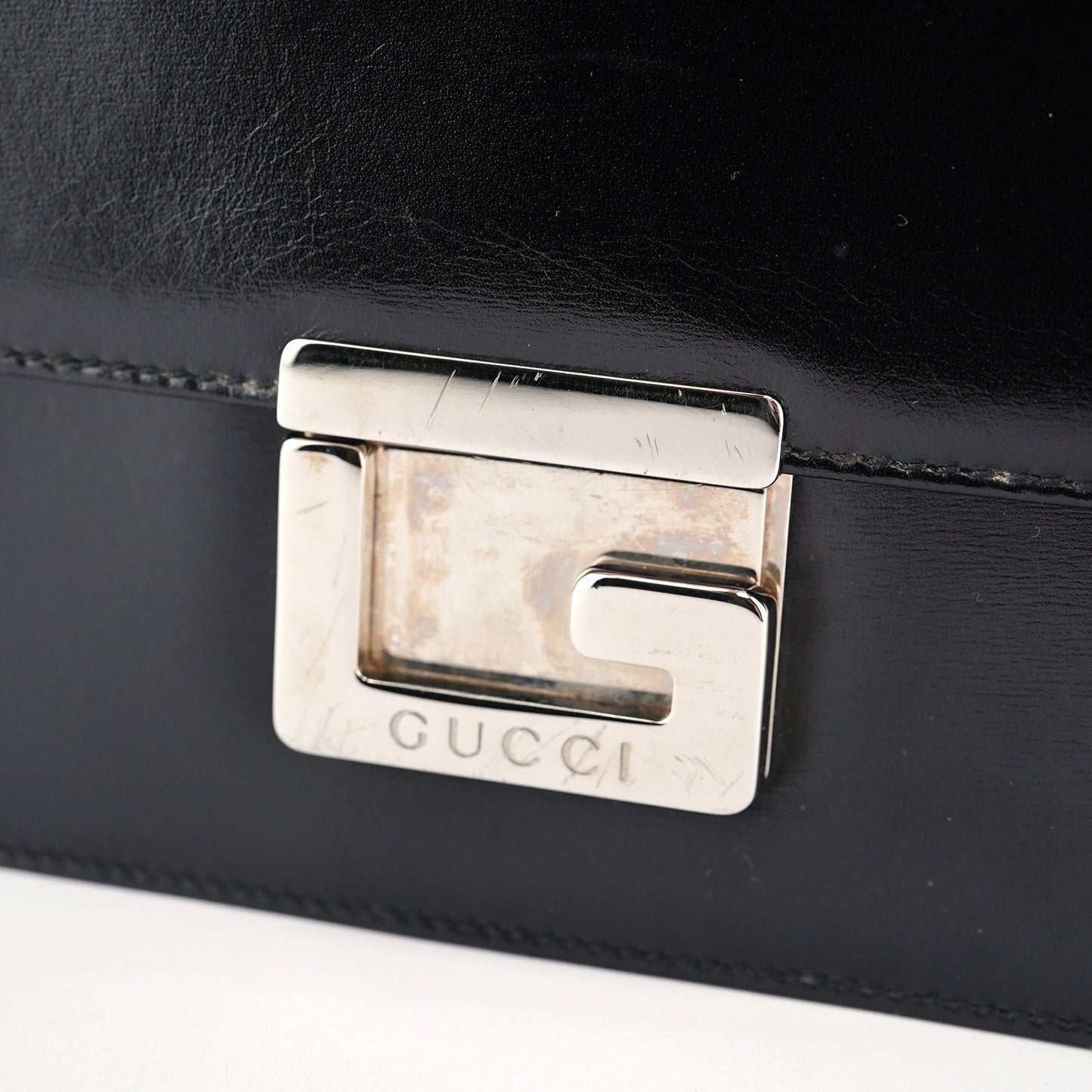 Black Calfskin Square G Shoulder Bag