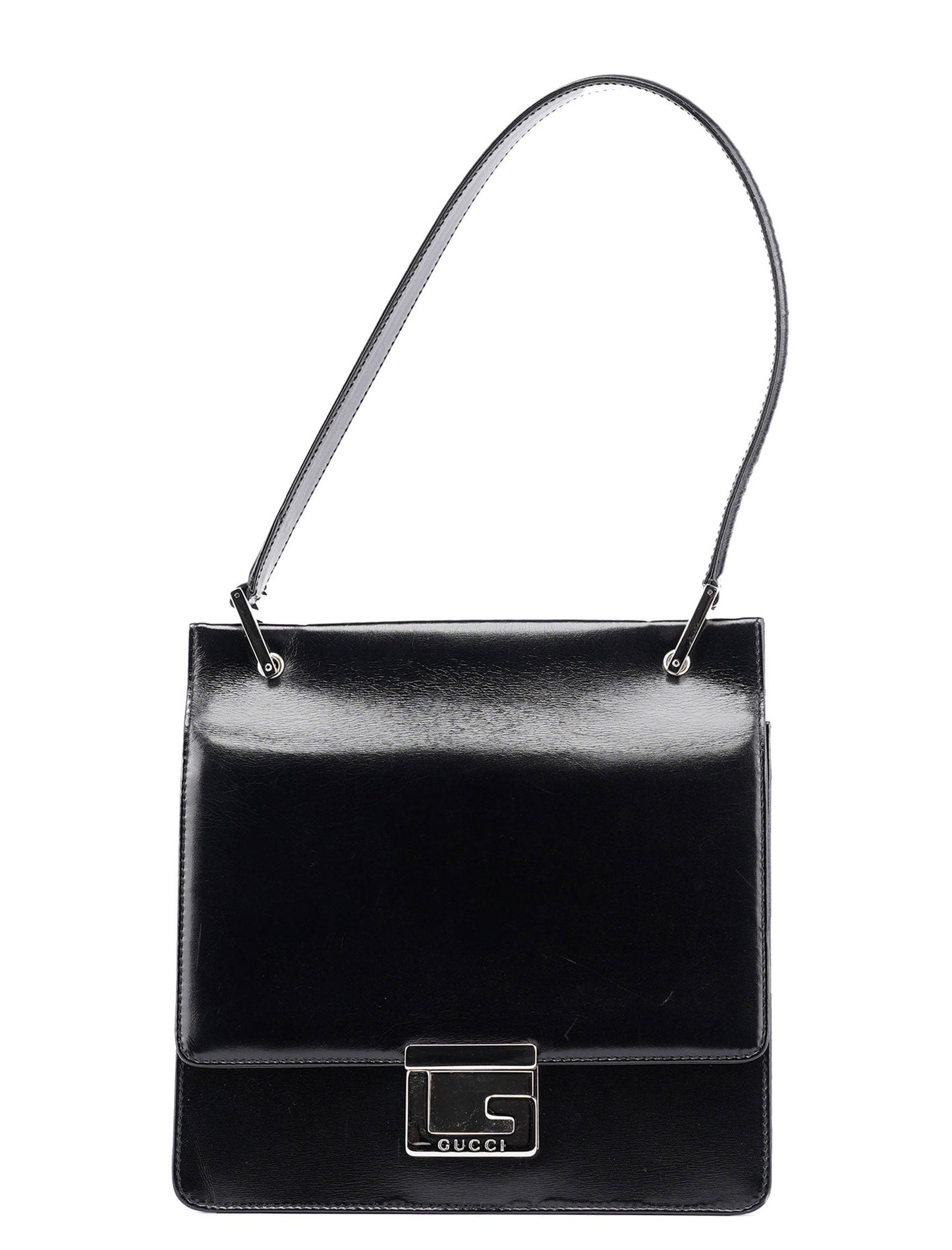 Black Calfskin Square G Shoulder Bag