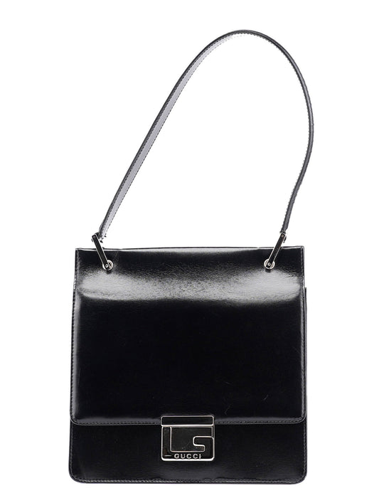 Black Calfskin Square G Shoulder Bag