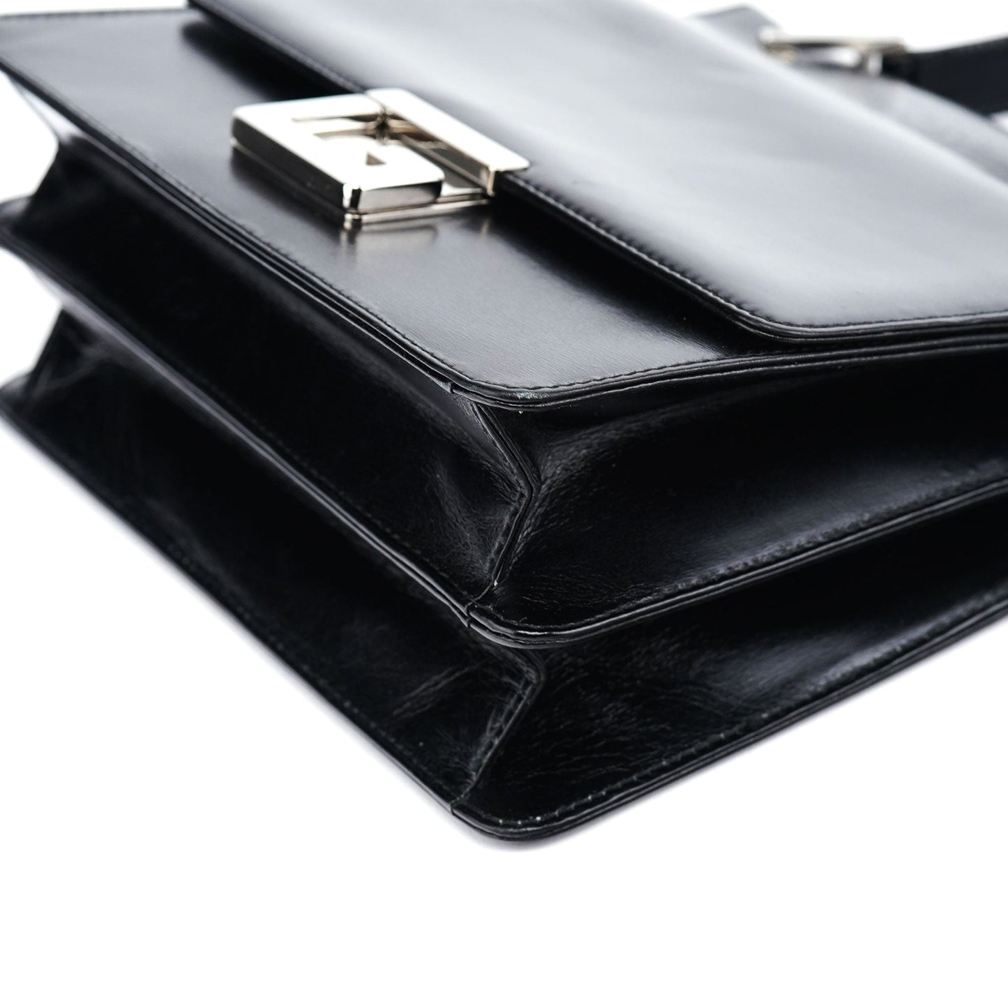 Black Calfskin Square G Shoulder Bag