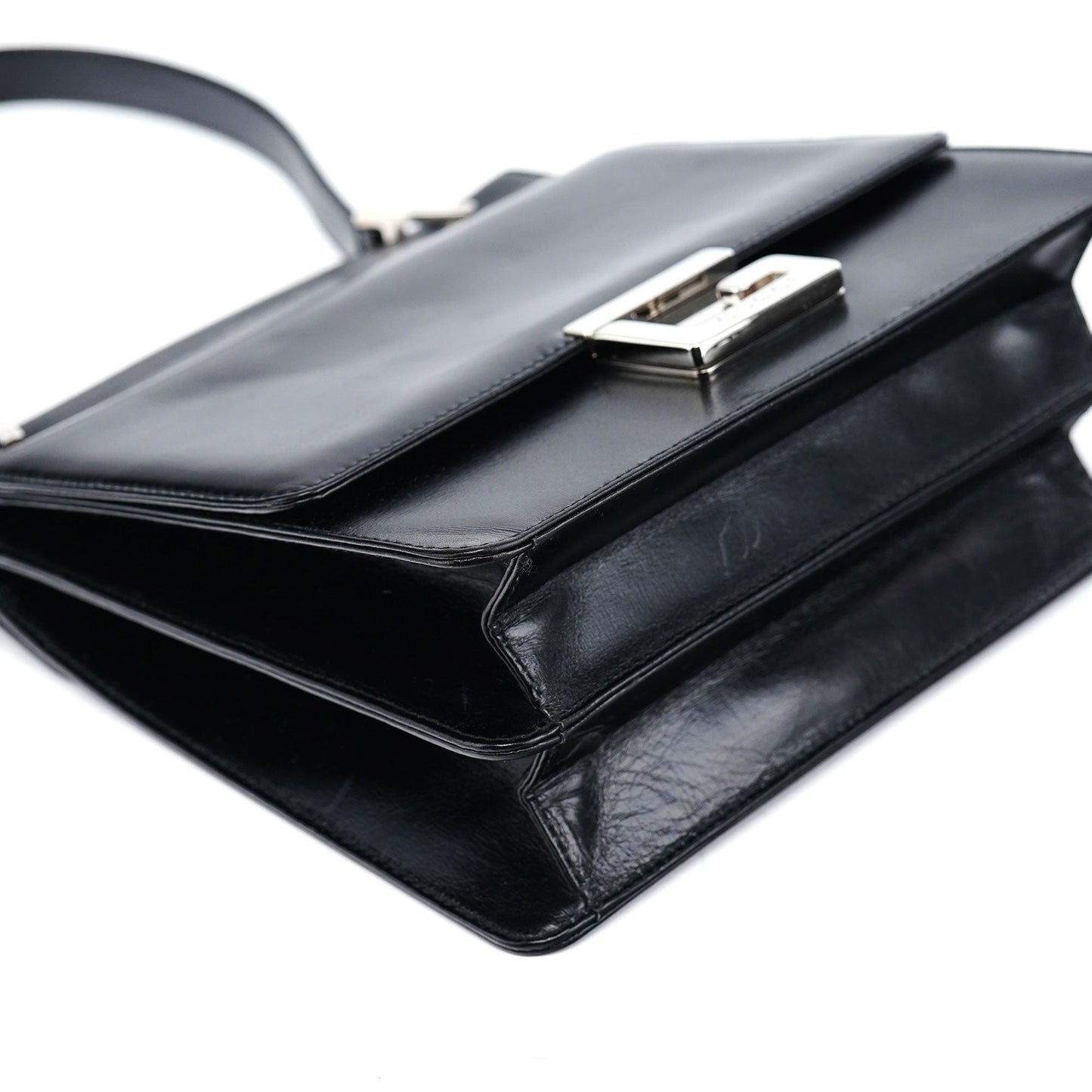 Black Calfskin Square G Shoulder Bag