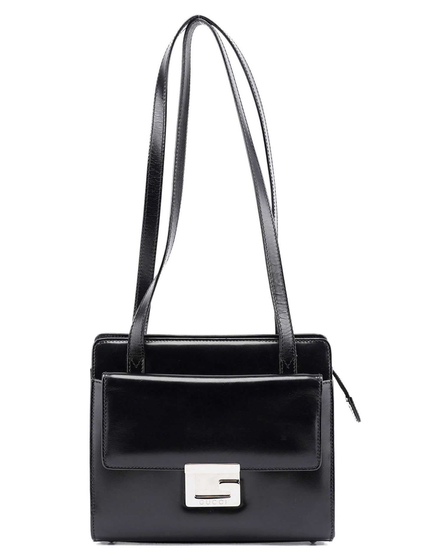 Black Calfskin Square G Tote Bag