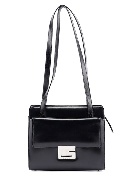Black Calfskin Square G Tote Bag