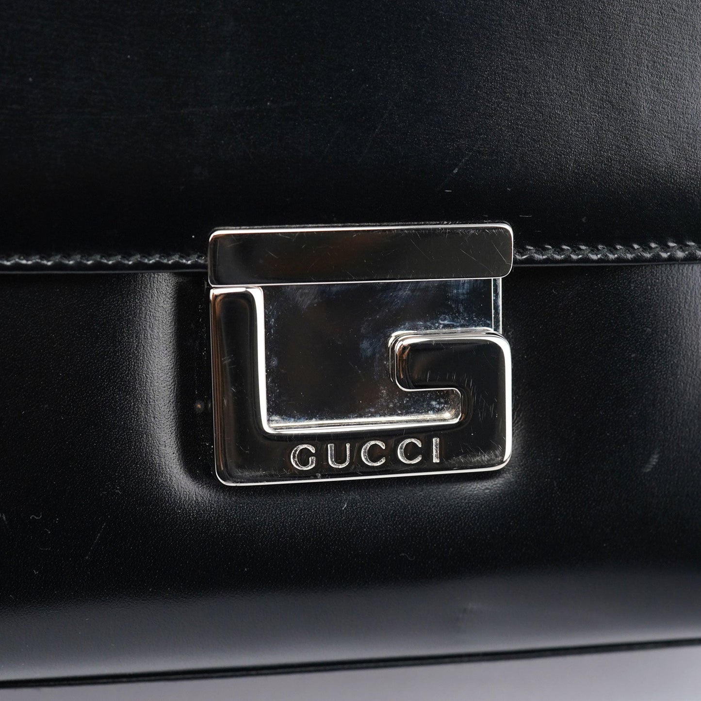 Black Calfskin Square G Tote Bag