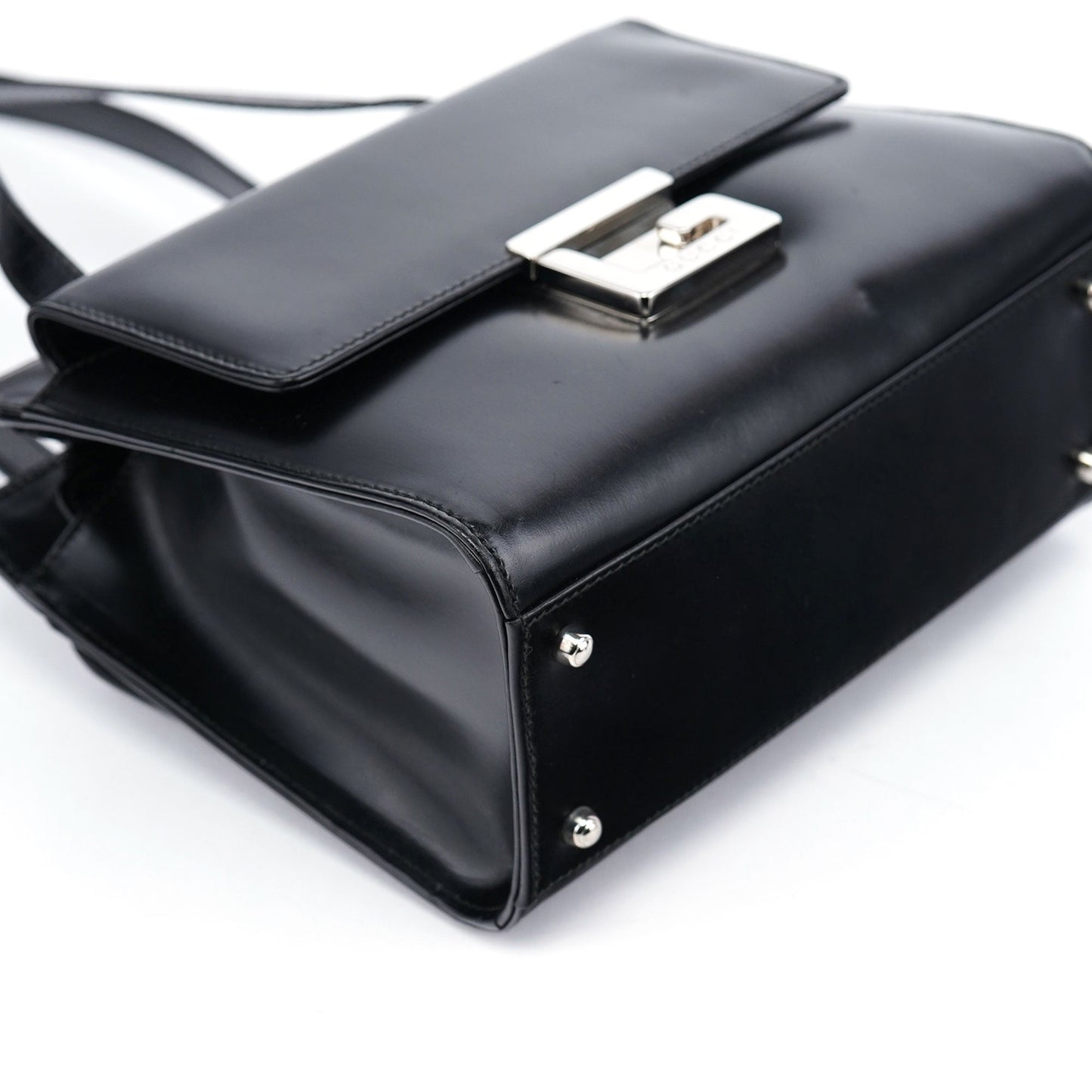 Black Calfskin Square G Tote Bag