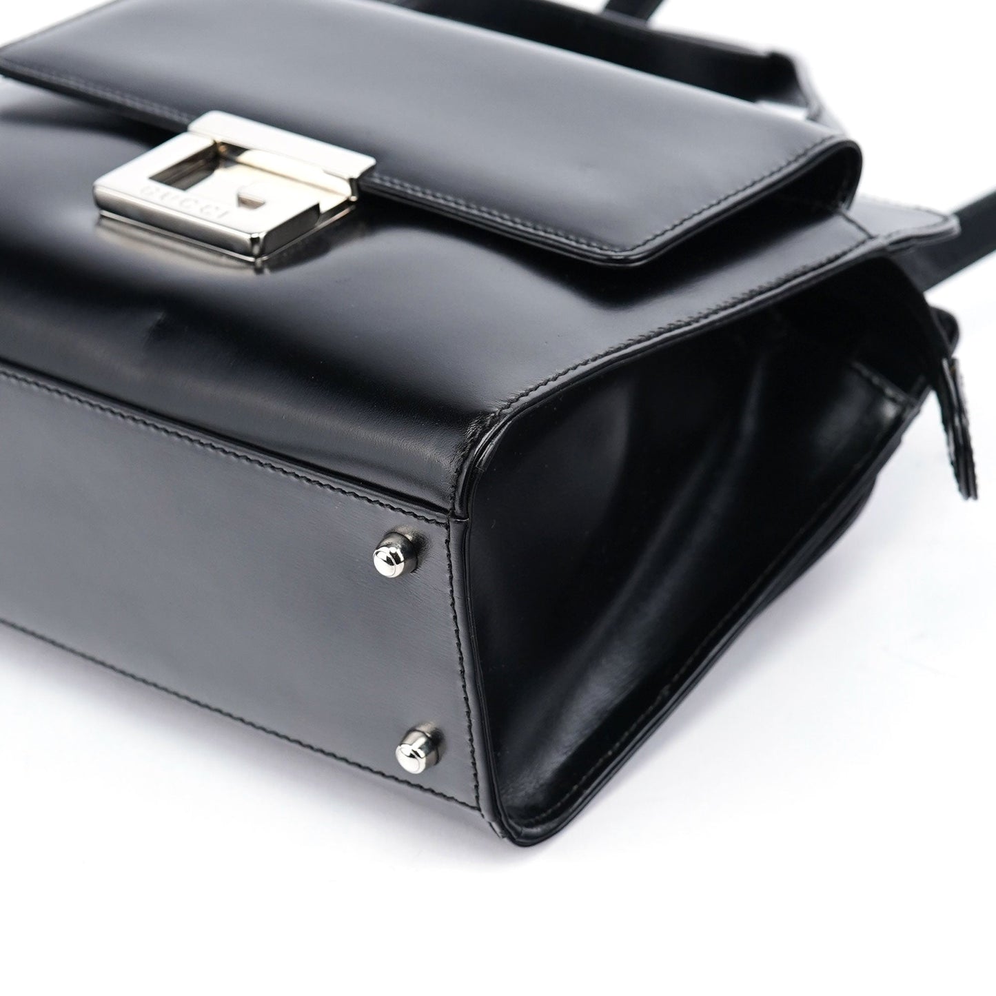 Black Calfskin Square G Tote Bag