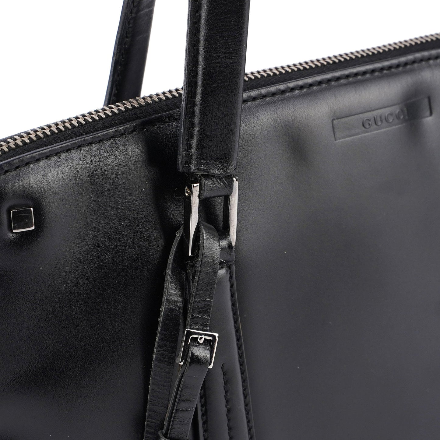 Black Calfskin Stud Tote Bag