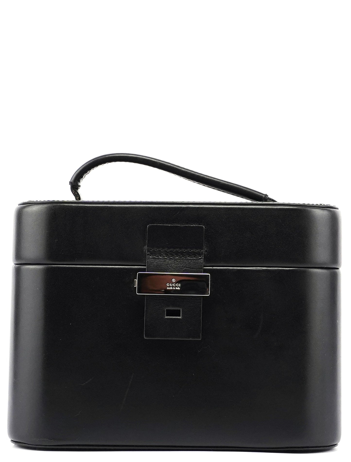 Black Calfskin Top Handle Bag