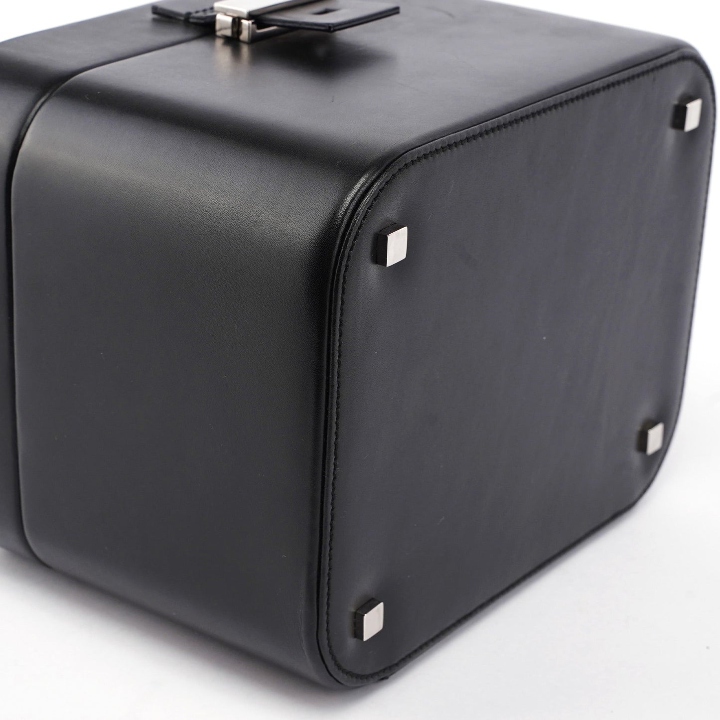 Black Calfskin Top Handle Bag