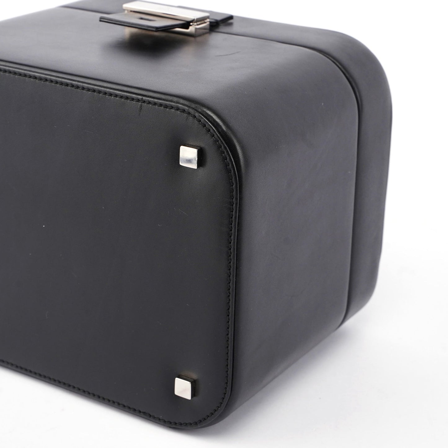 Black Calfskin Top Handle Bag