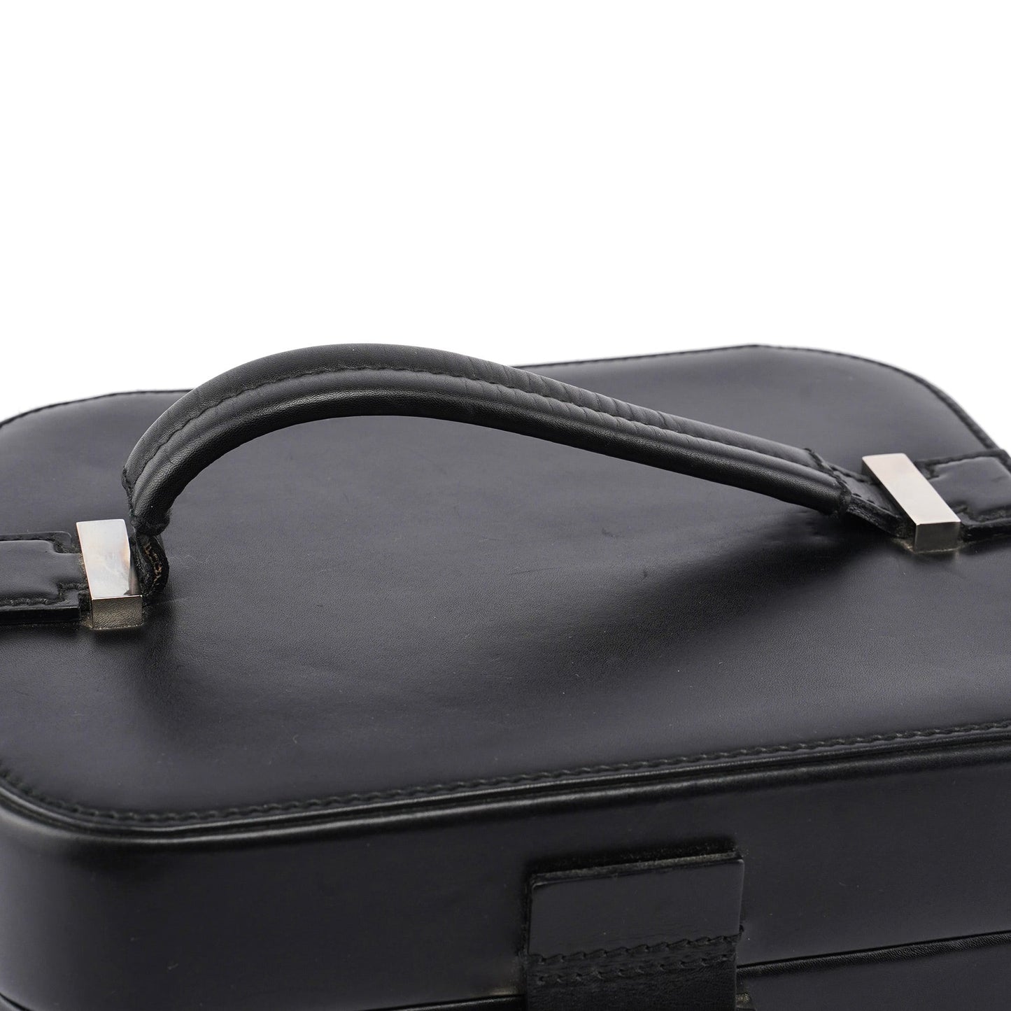 Black Calfskin Top Handle Bag