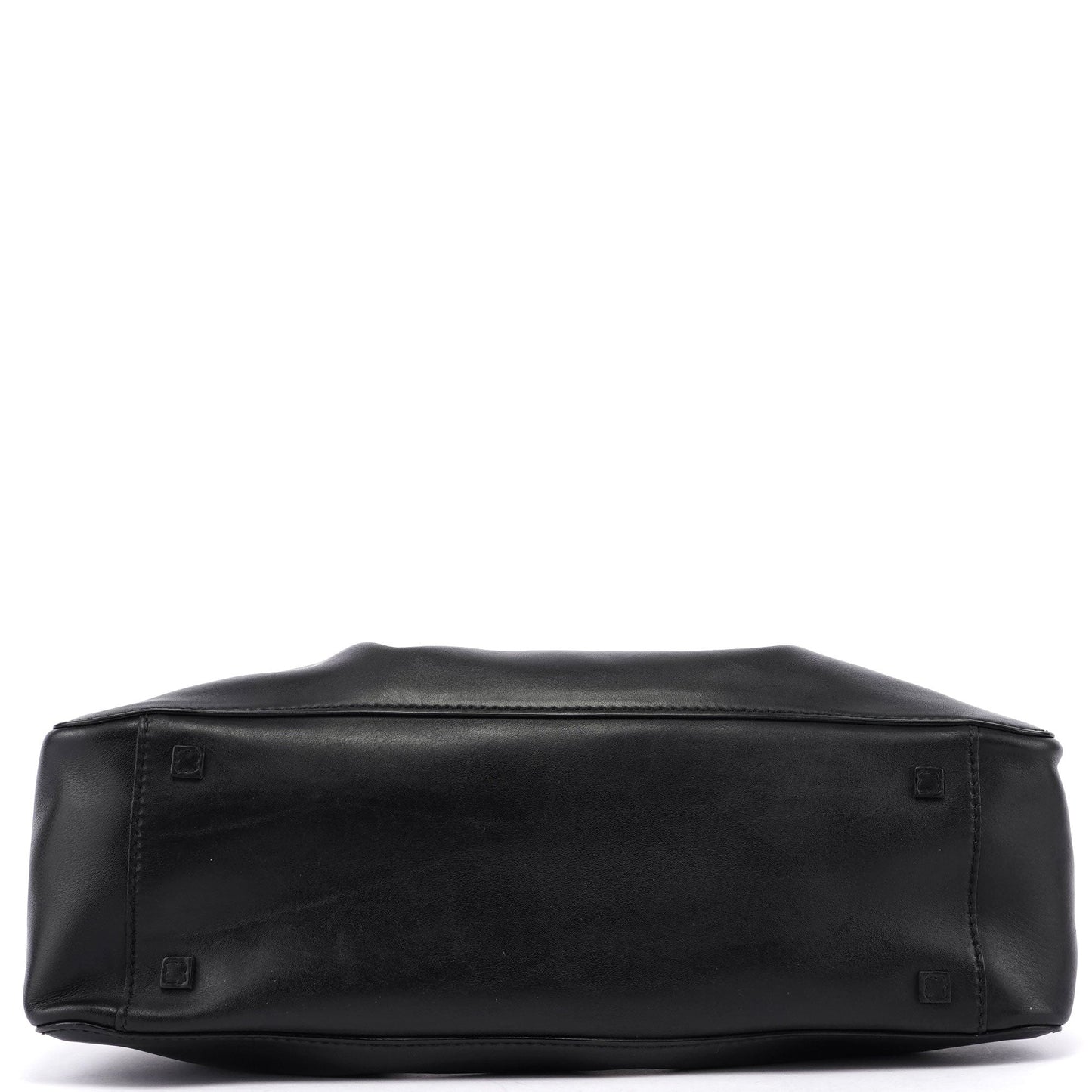 Black Calfskin Tote With Pouch