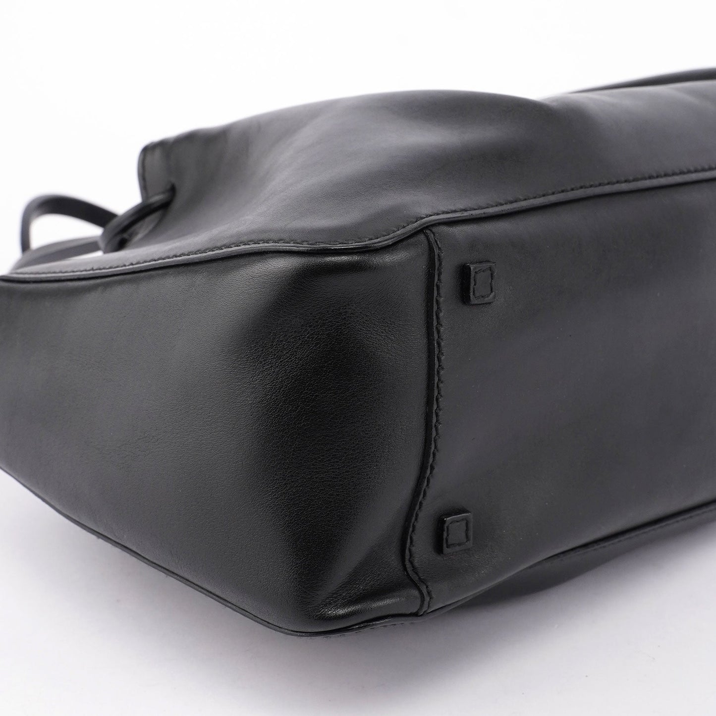 Black Calfskin Tote With Pouch