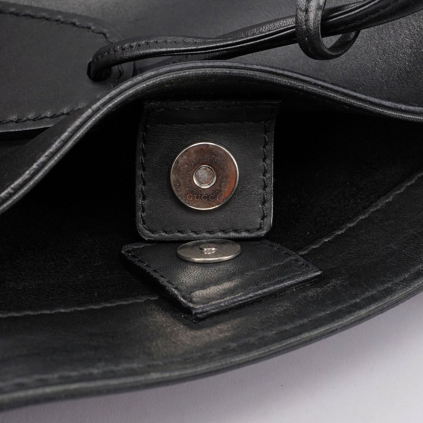 Black Calfskin Tote With Pouch