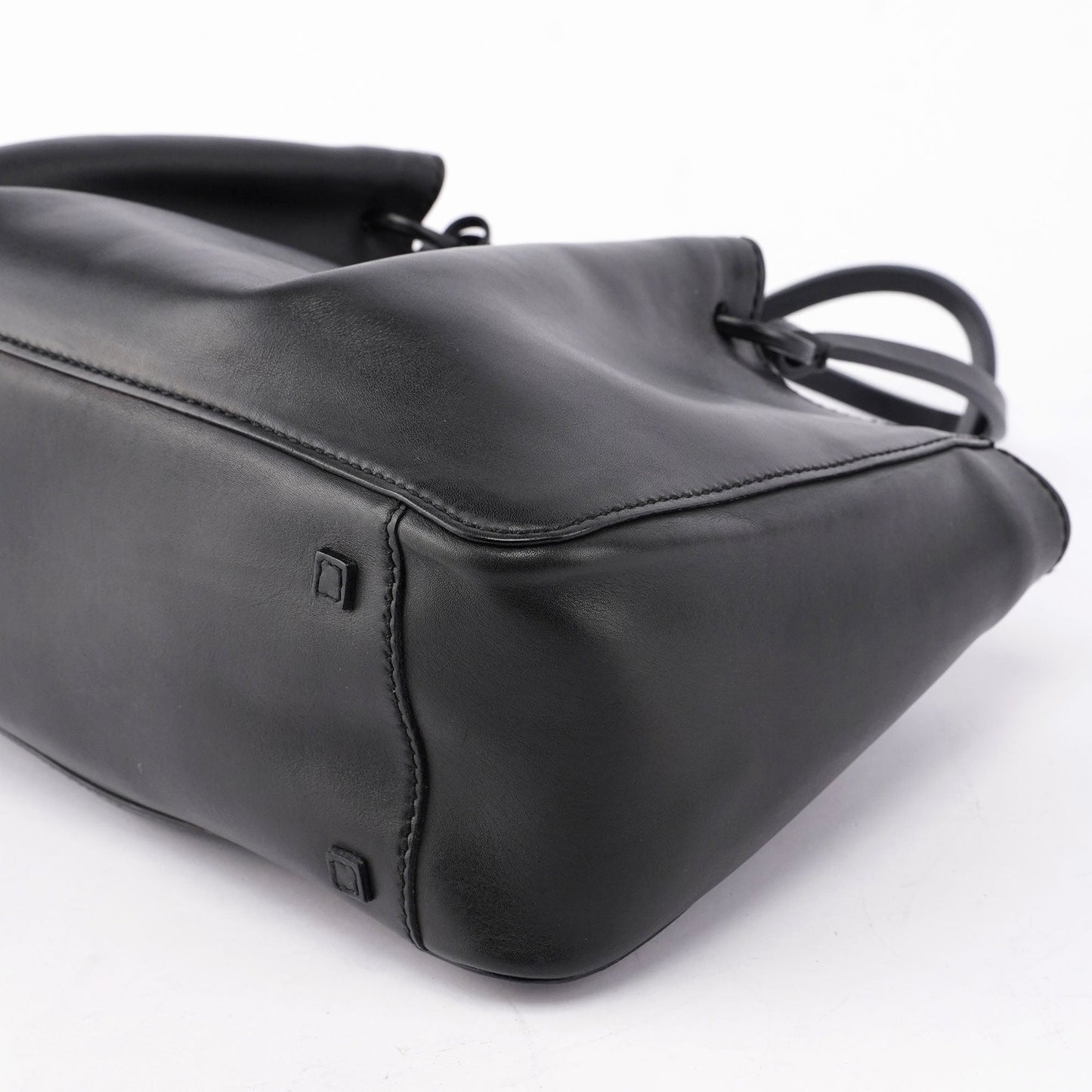 Black Calfskin Tote With Pouch