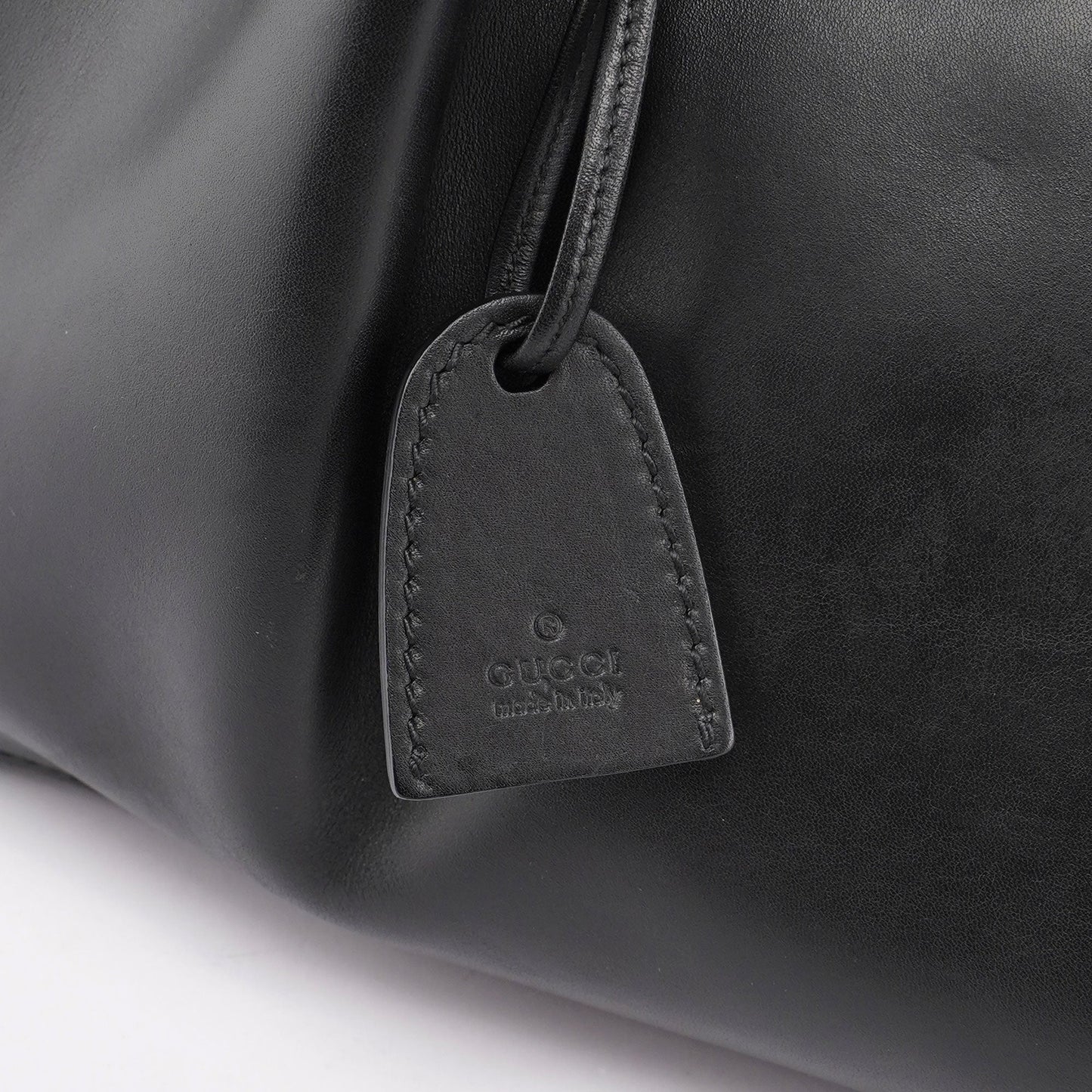 Black Calfskin Tote With Pouch