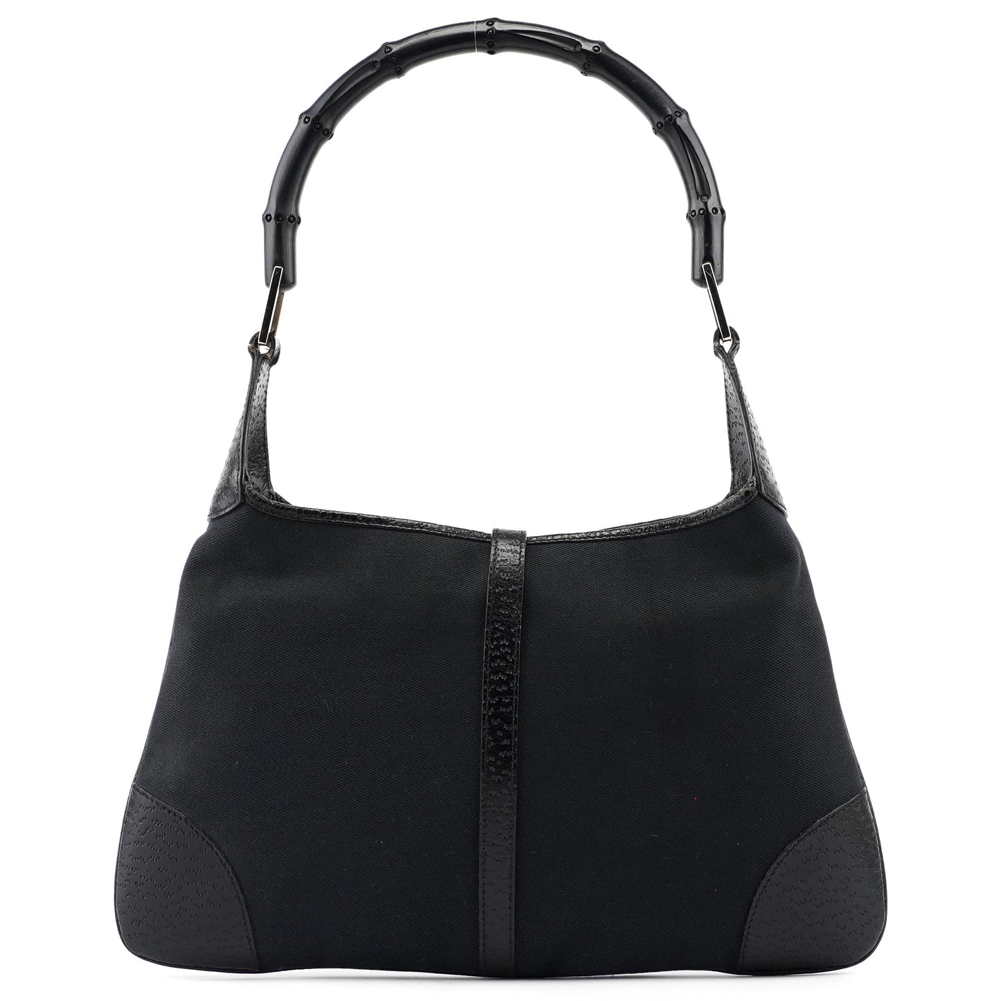 Black Canvas Bamboo Jackie Shoulder Bag