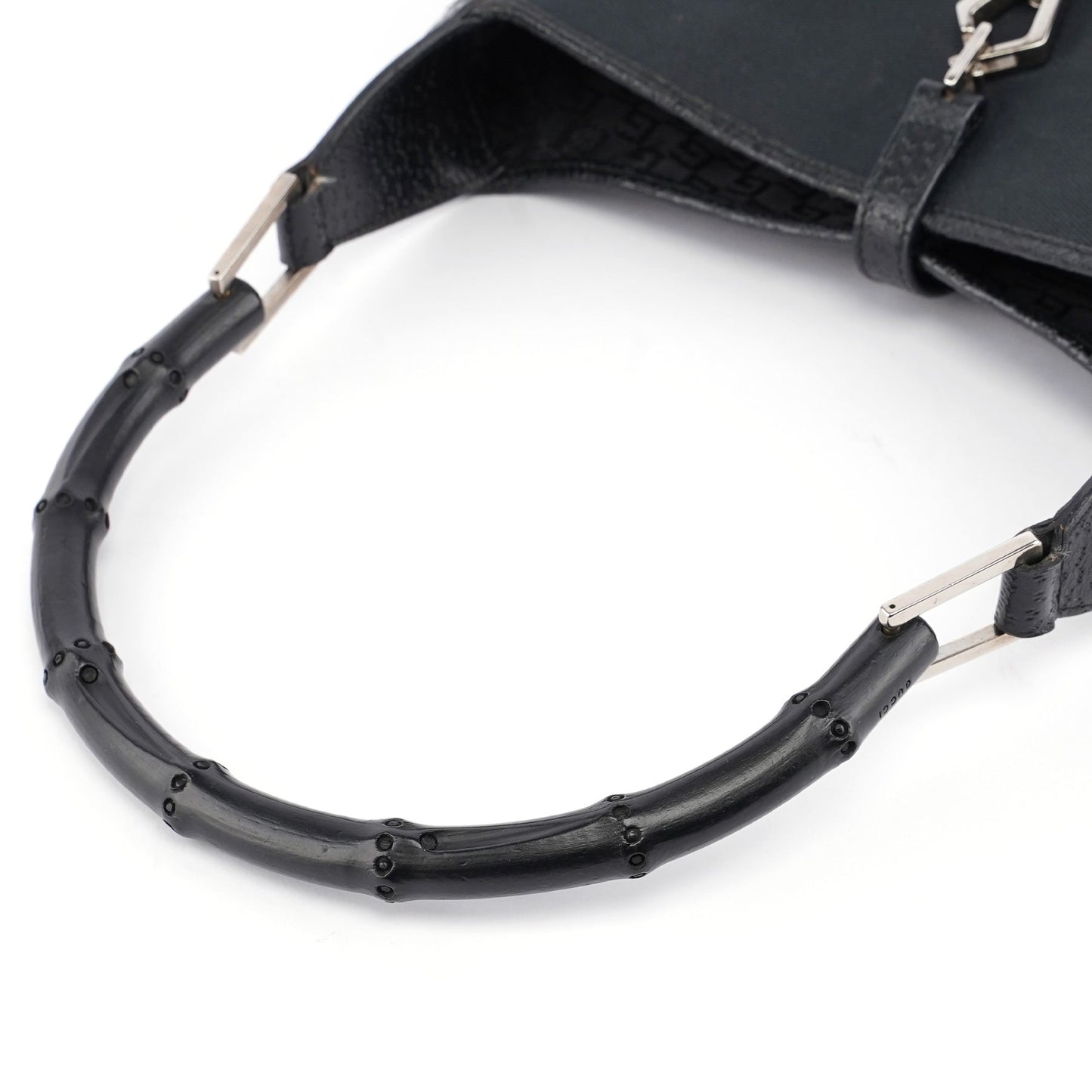 Black Canvas Bamboo Jackie Shoulder Bag
