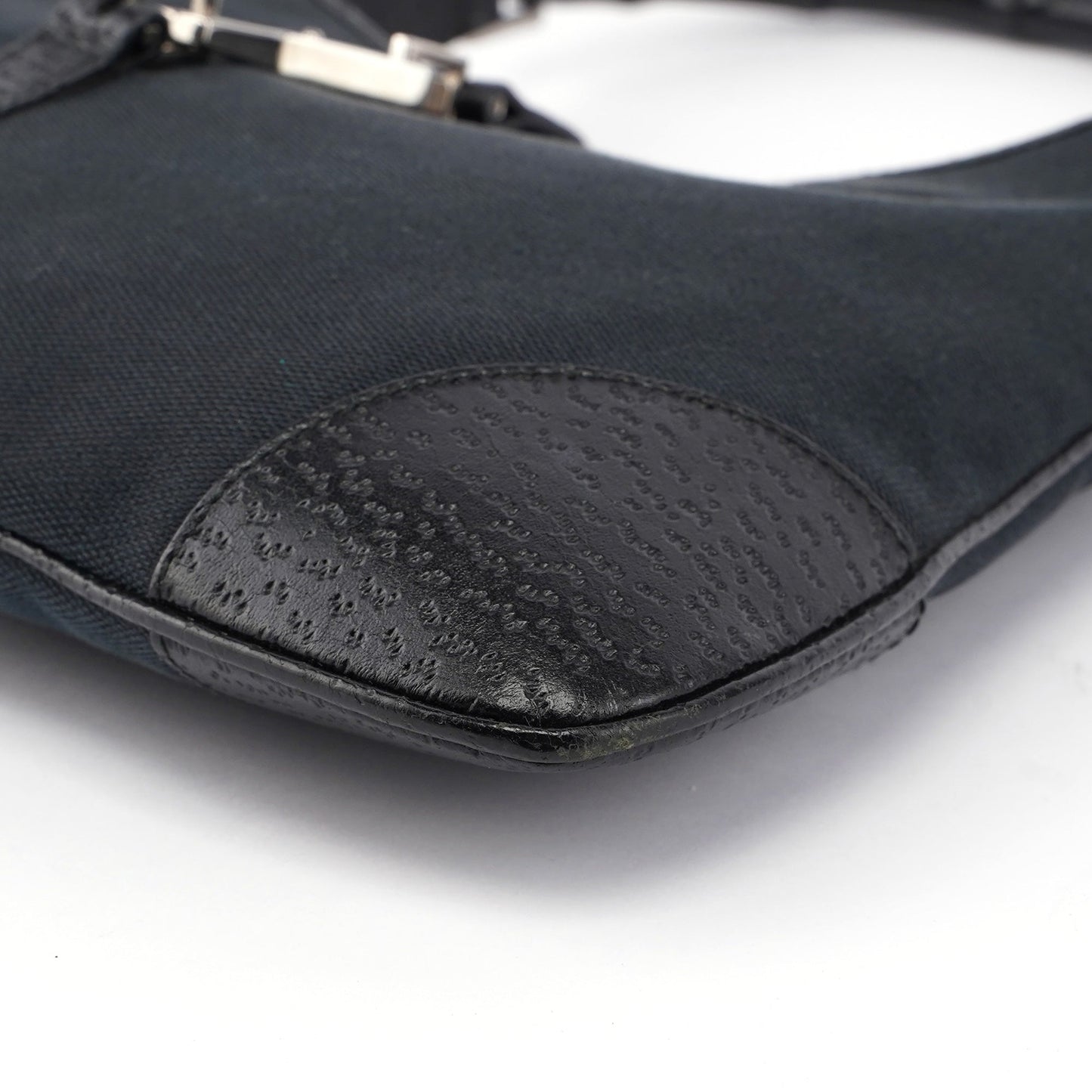 Black Canvas Bamboo Jackie Shoulder Bag