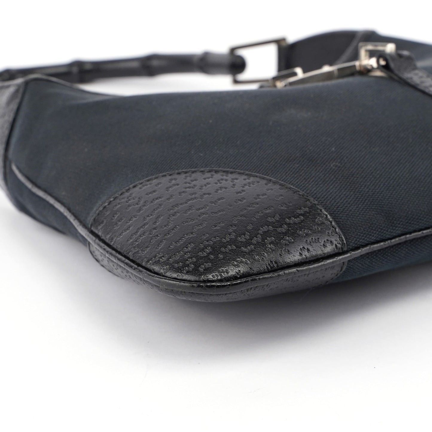 Black Canvas Bamboo Jackie Shoulder Bag