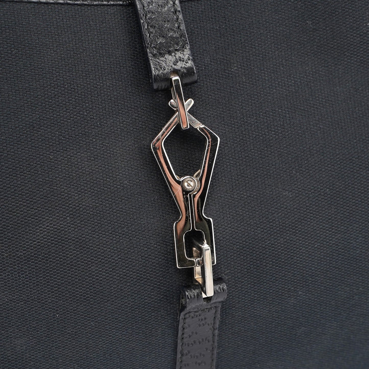 Black Canvas Bamboo Jackie Shoulder Bag