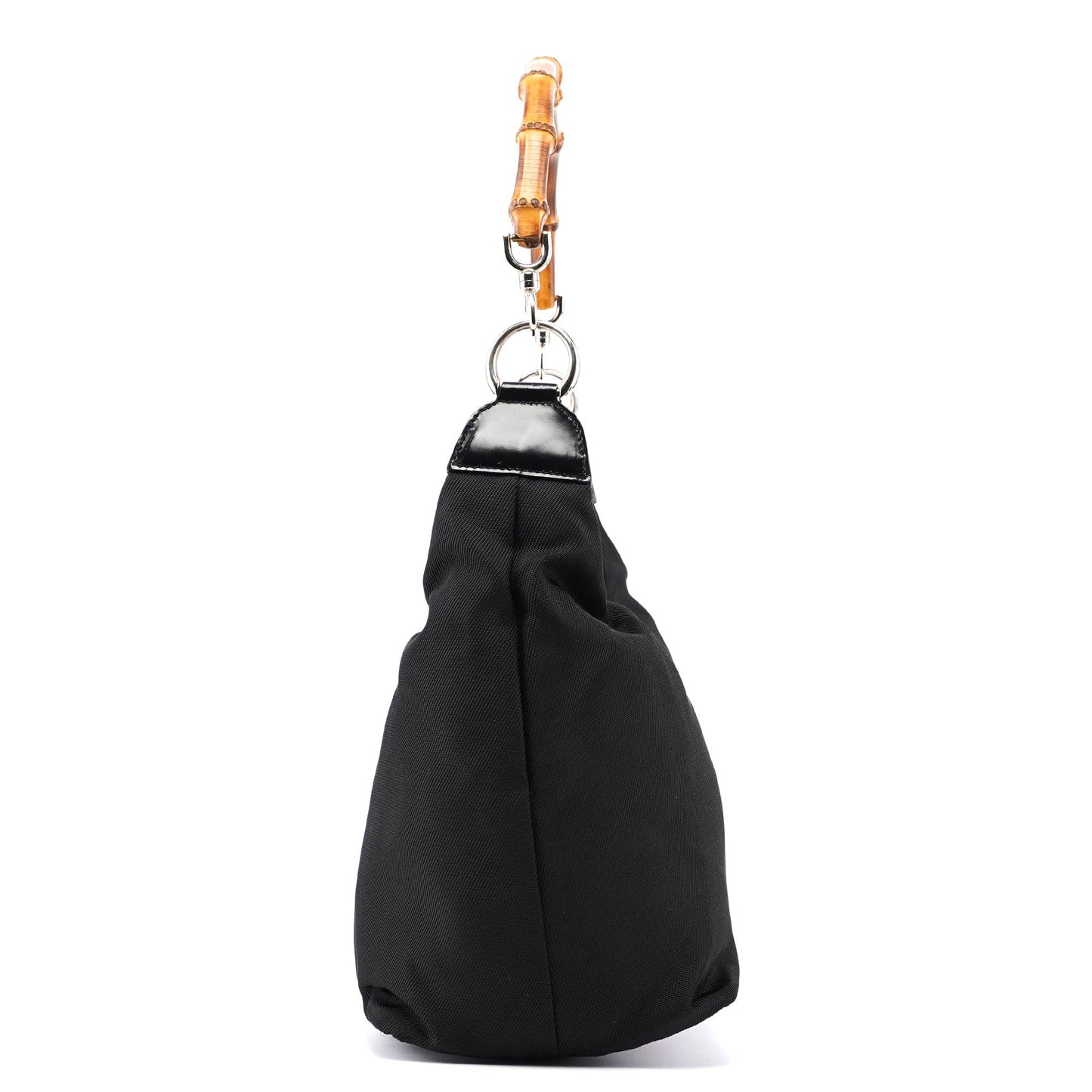 Black Canvas Bamboo Shoulder Bag