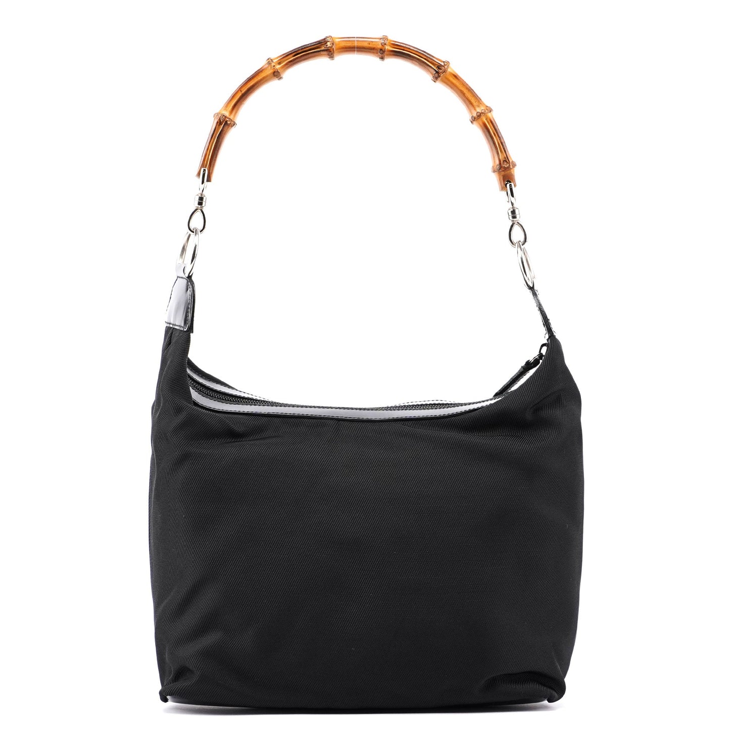 Black Canvas Bamboo Shoulder Bag